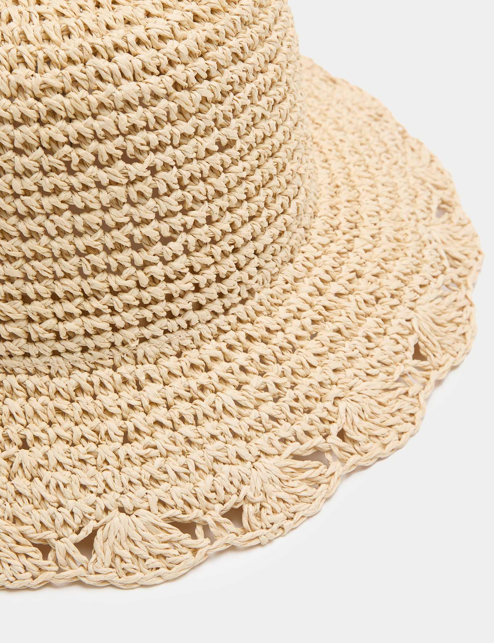 Straw Scalloped Edge Fedora Hat - image 3