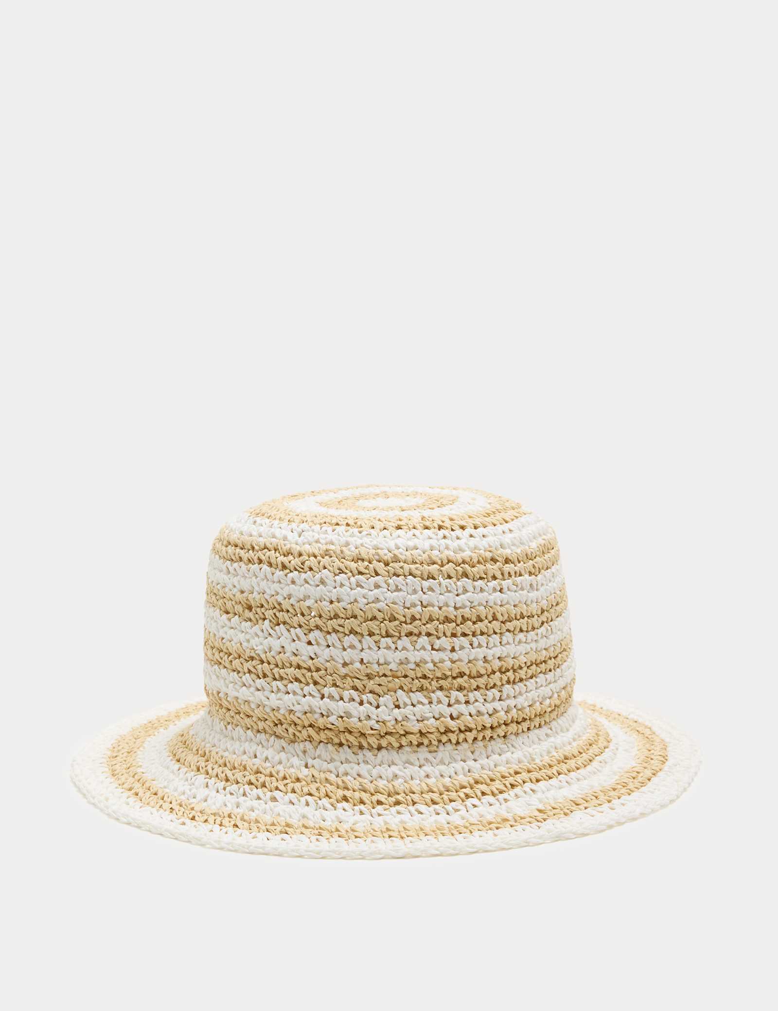 Straw Striped Bucket Hat - image 1