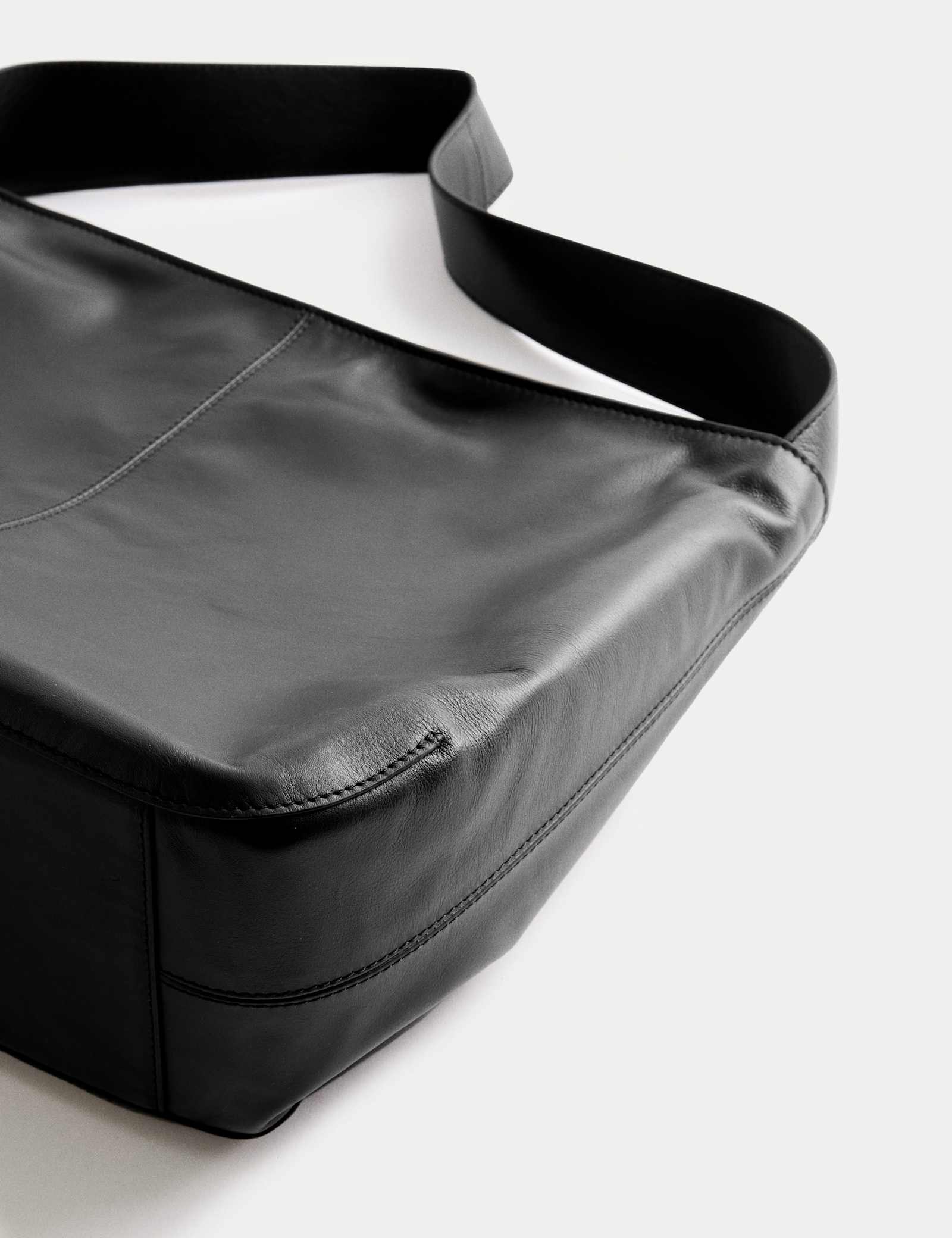 Leather Zip Slouchy Shoulder Bag - image 5