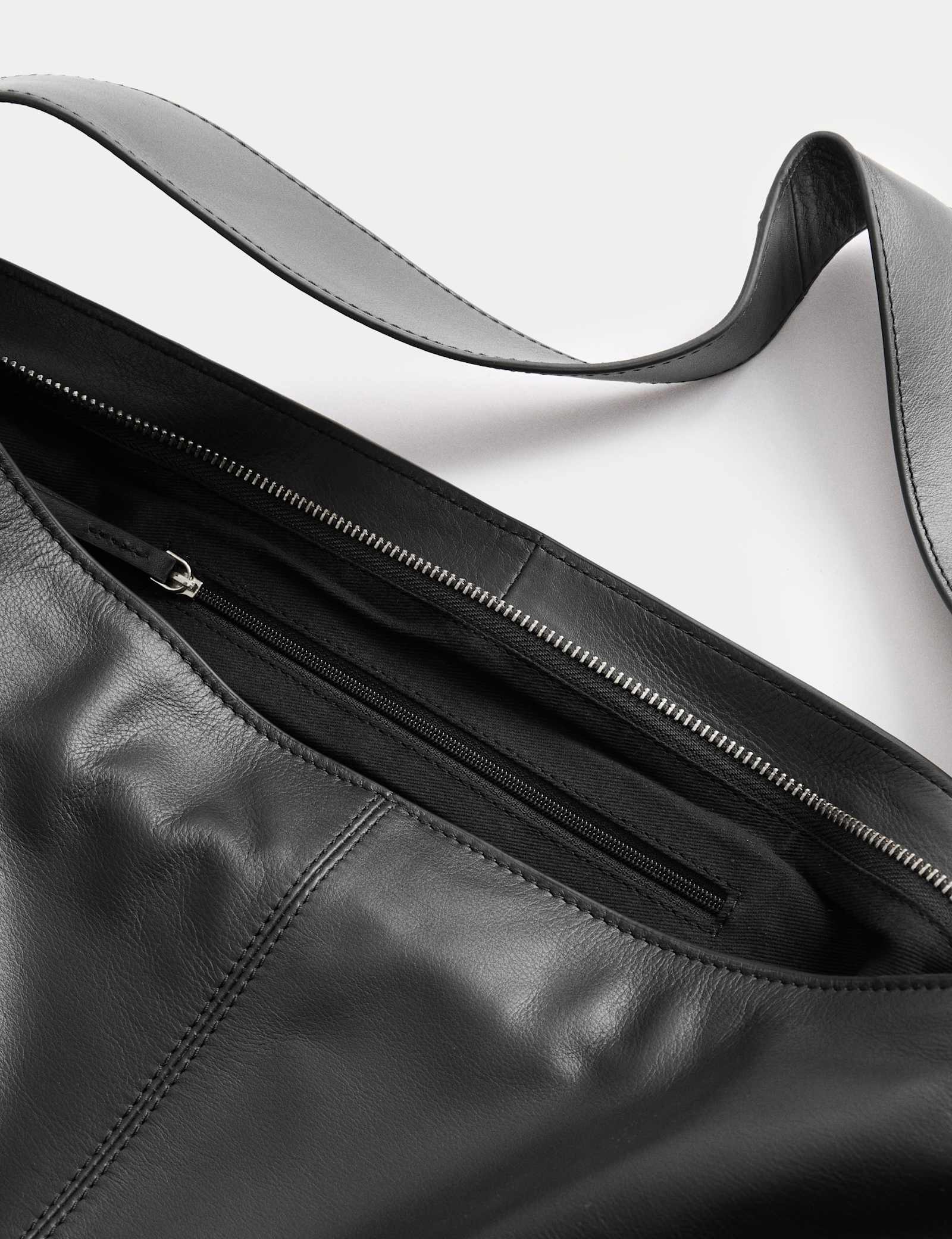 Leather Zip Slouchy Shoulder Bag - image 4