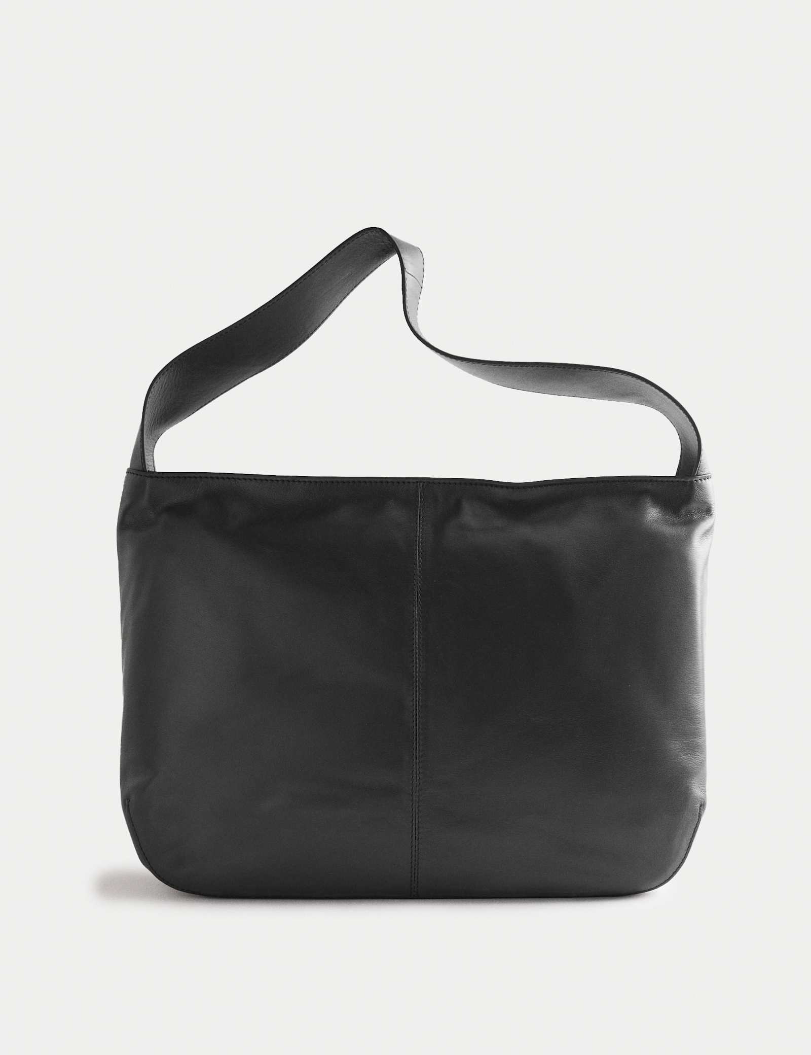 Leather Zip Slouchy Shoulder Bag - image 1