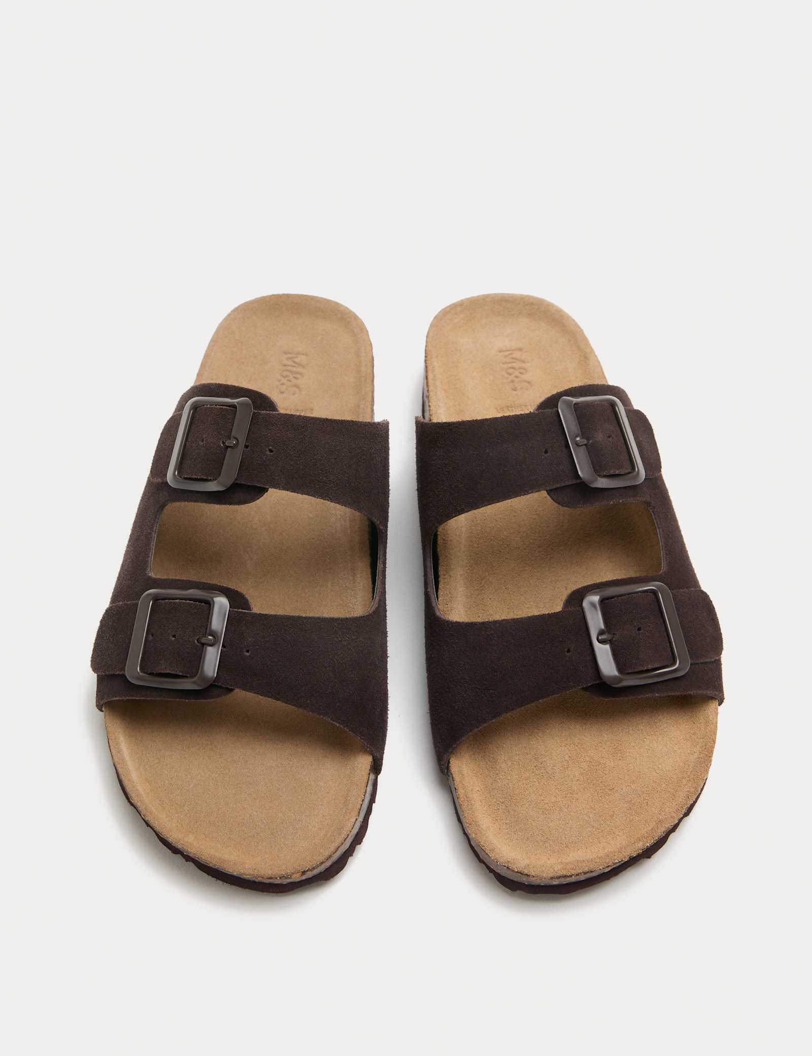 Suede Buckle Footbed Mules - image 4