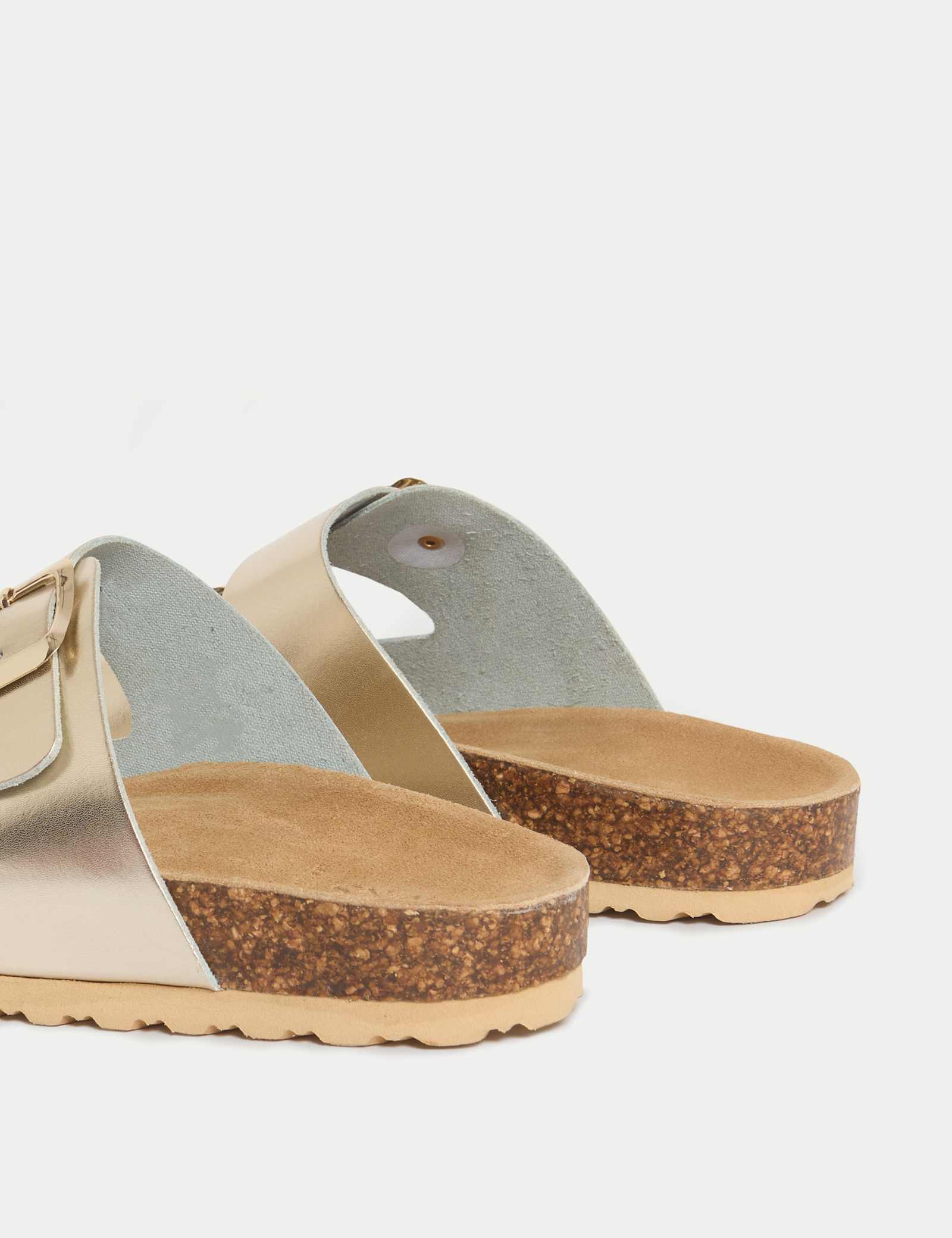 Leather Metallic Buckle Footbed Mules - image 3