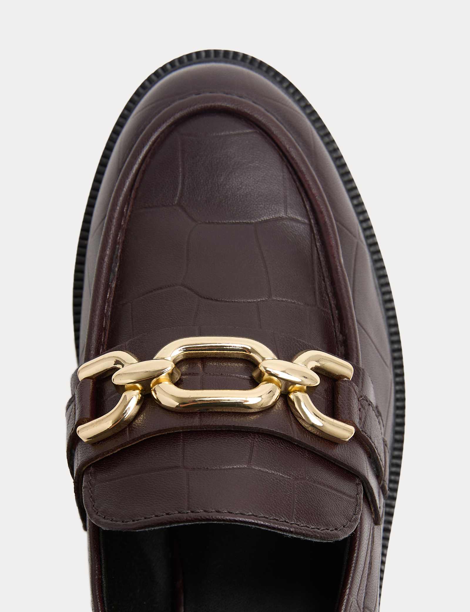 Leather Croc Trim Flat Loafers - image 3