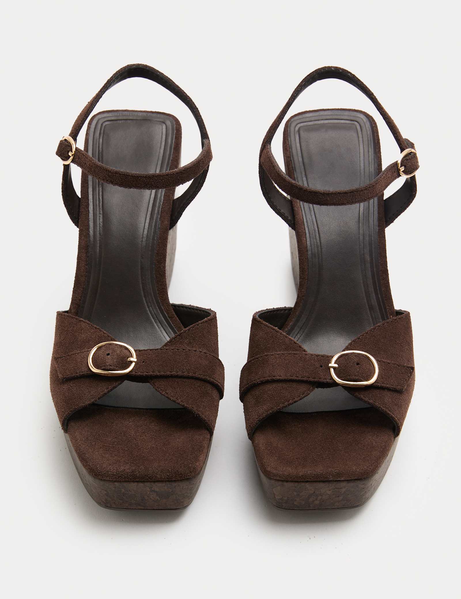 Suede Buckle Ankle Strap Wedge Sandals - image 3