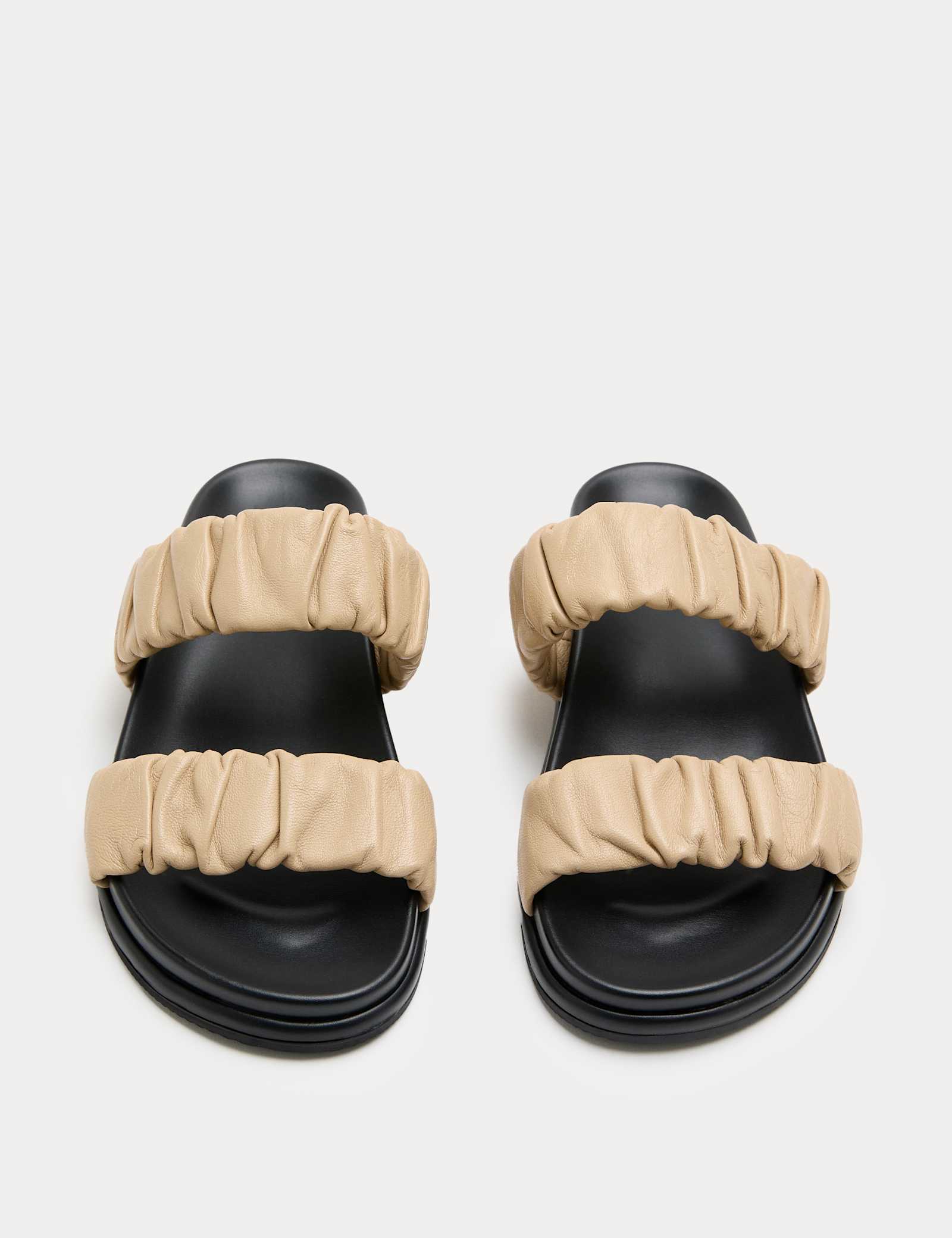 Ruched Leather Mule Footbed Sandals - image 4