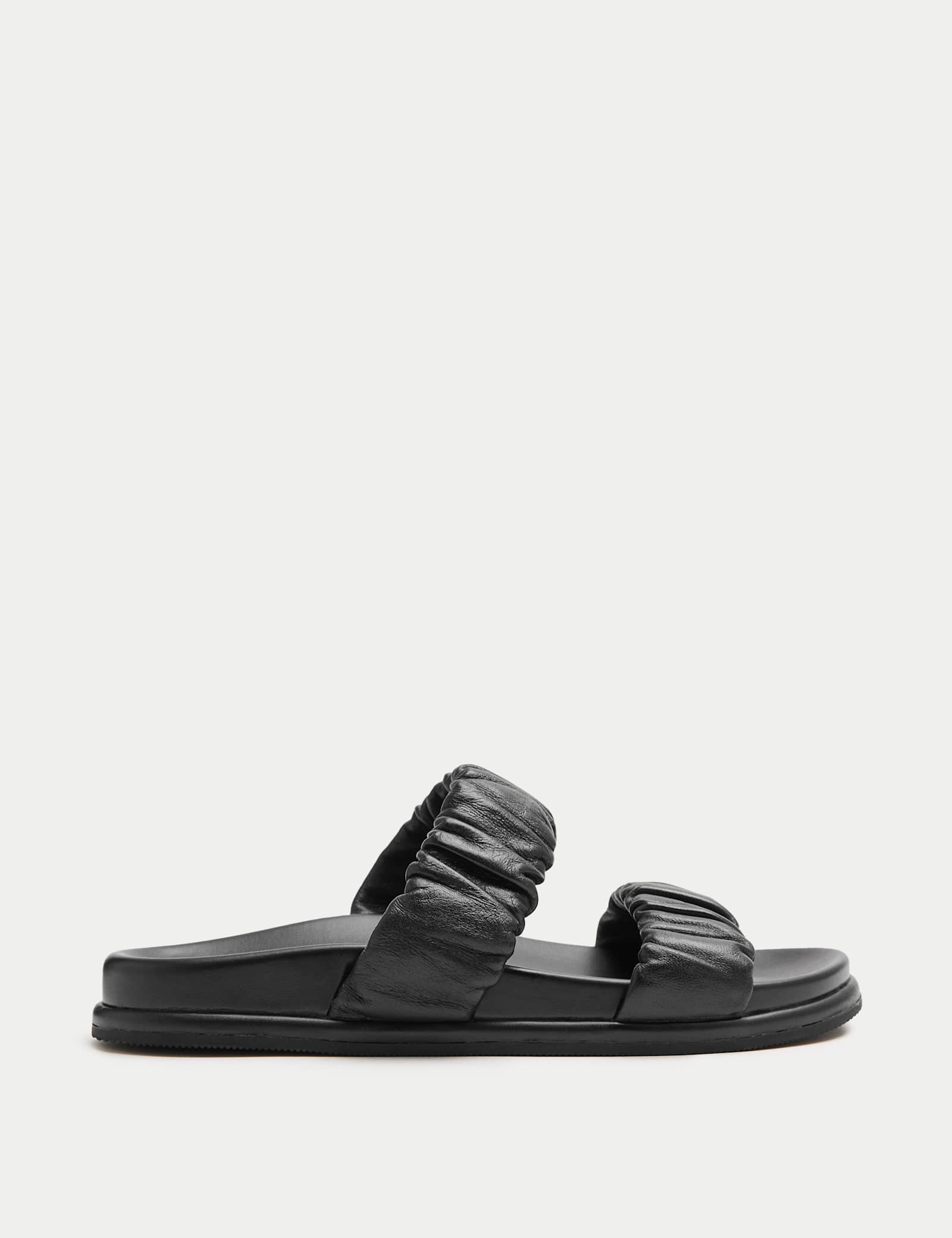 Ruched Leather Mule Footbed Sandals - image 1