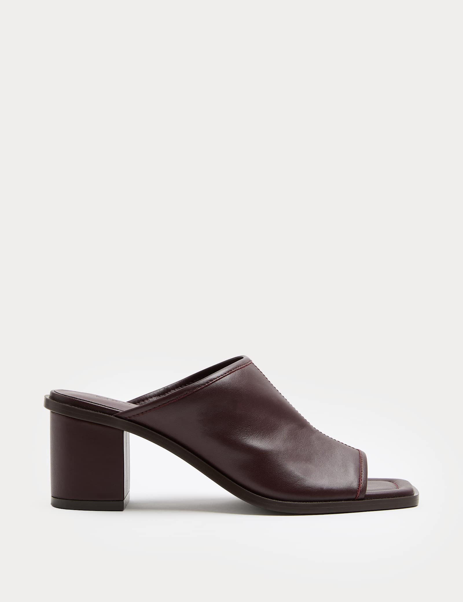 Leather Block Heel Peep Toe Mules - image 3