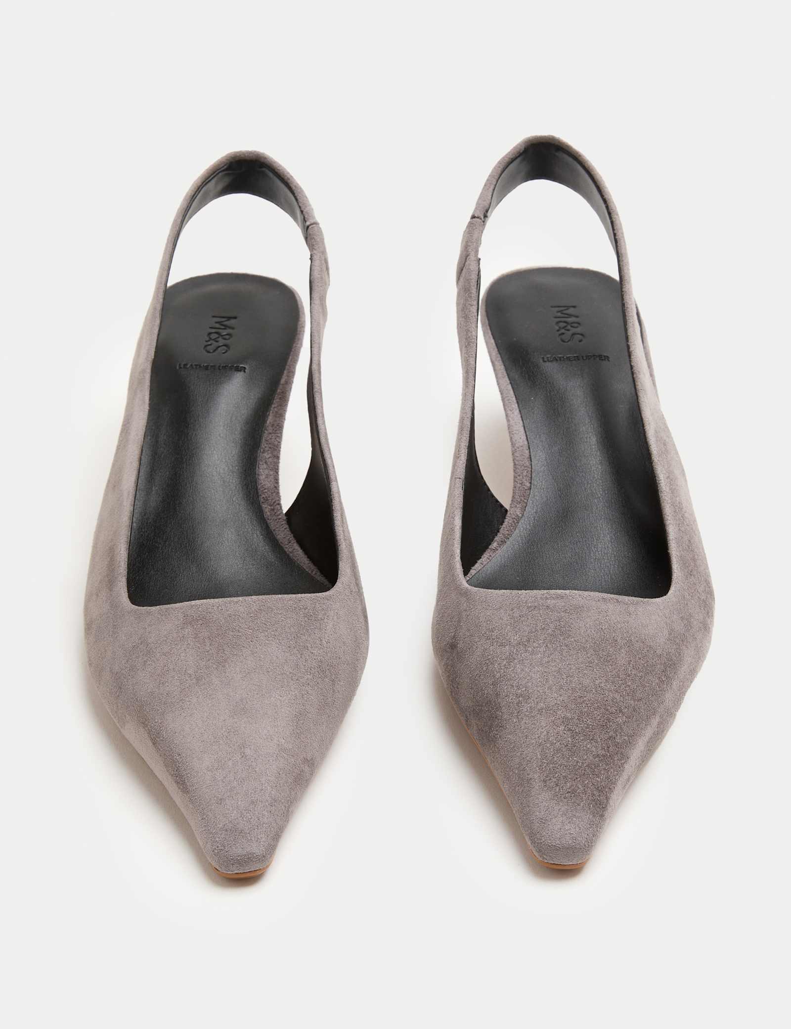 Suede Kitten Heel Pointed Slingback Shoes - image 5
