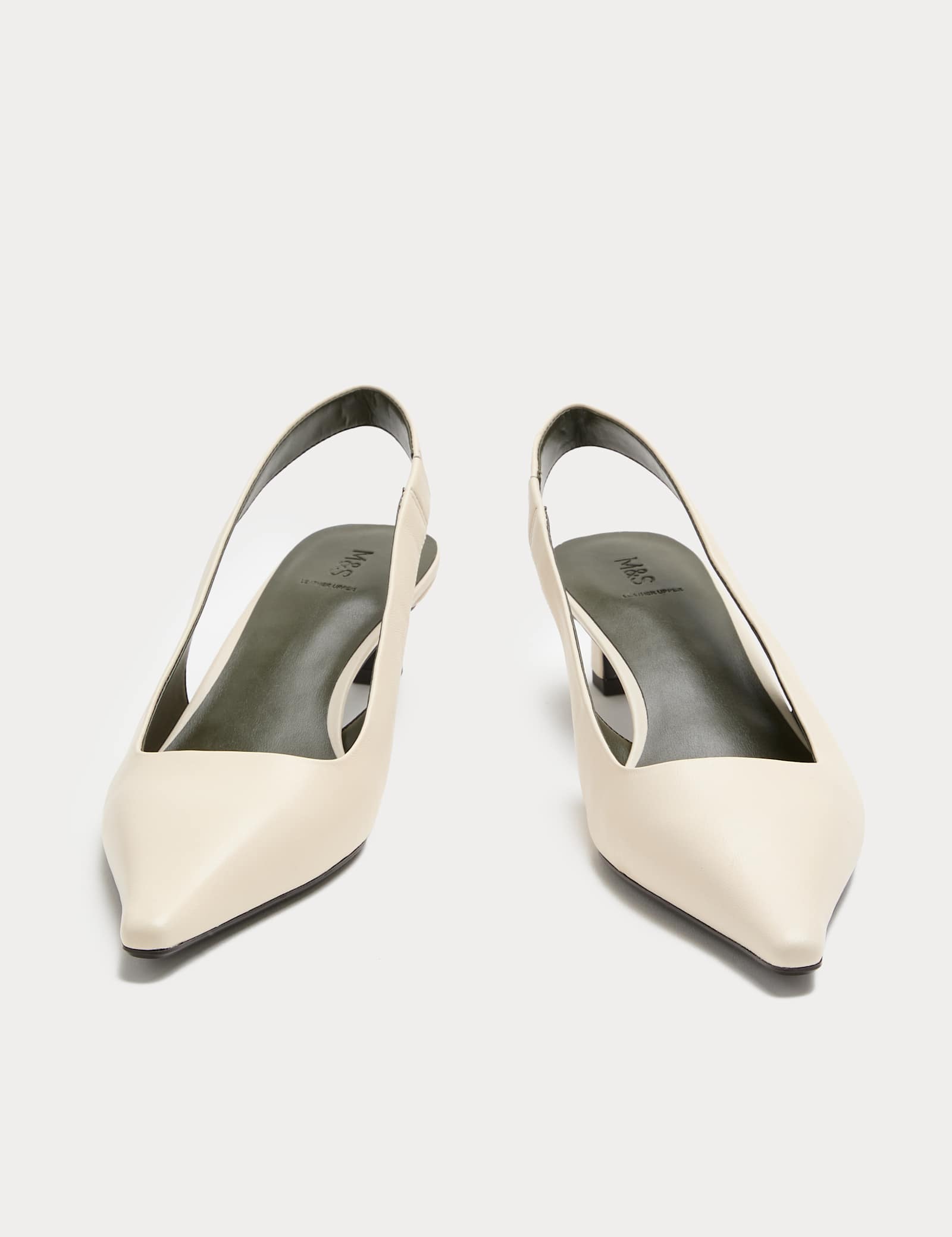 Leather Kitten Heel Slingback Shoes - image 2