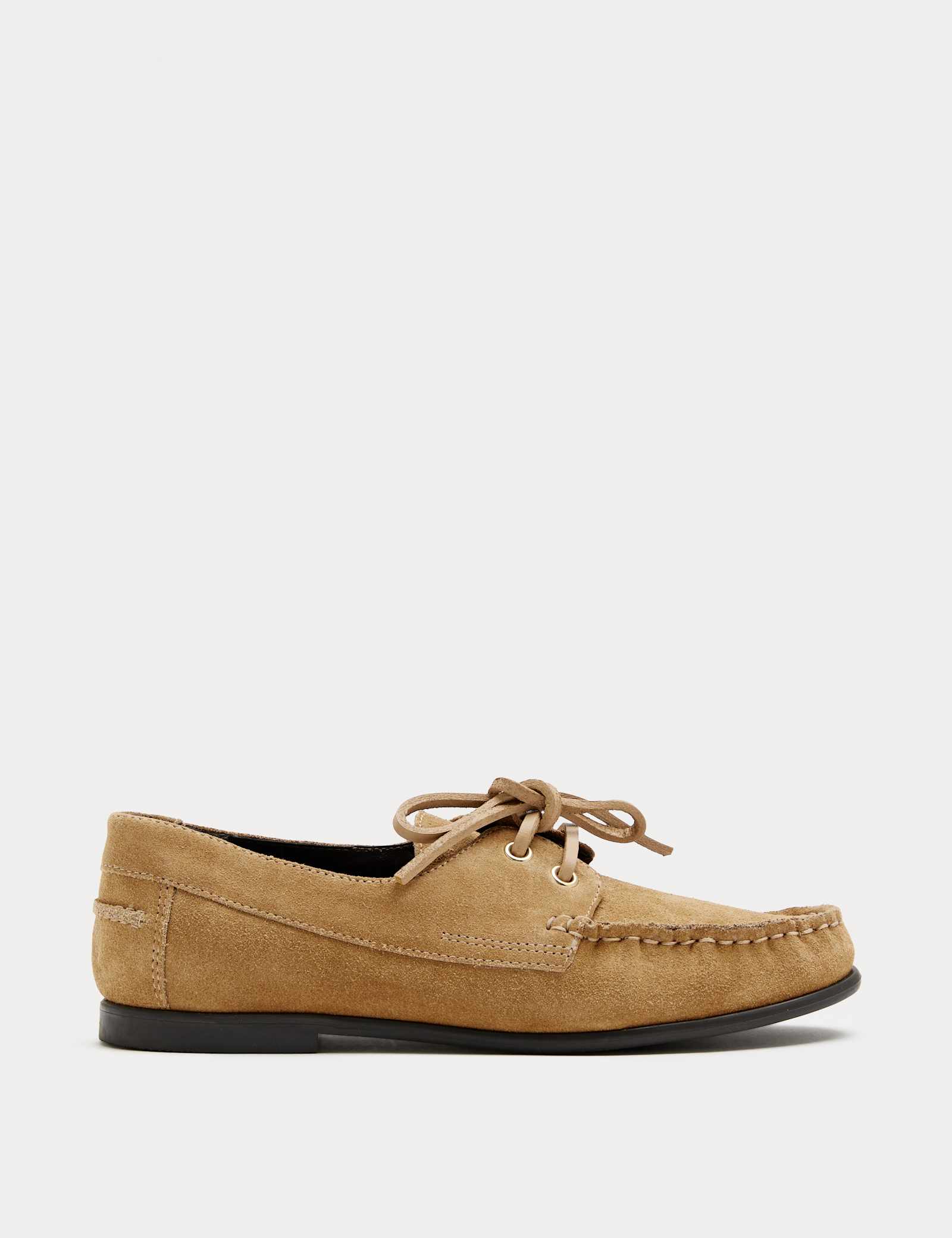 Suede Lace Up Flat Boat Shoes - image 1