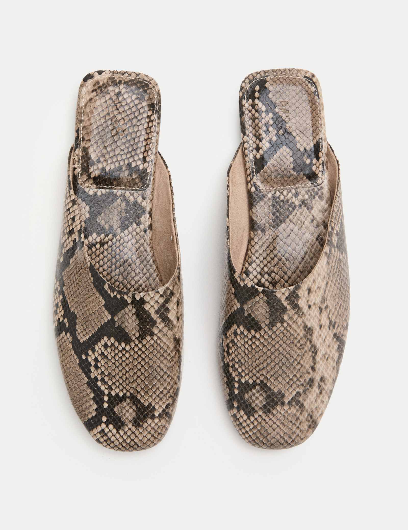 Snake Print Slip On Flat Mules - image 4