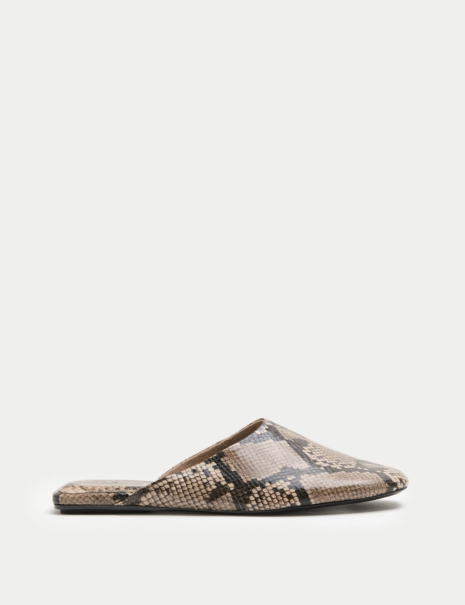 Snake Print Slip On Flat Mules - image 1