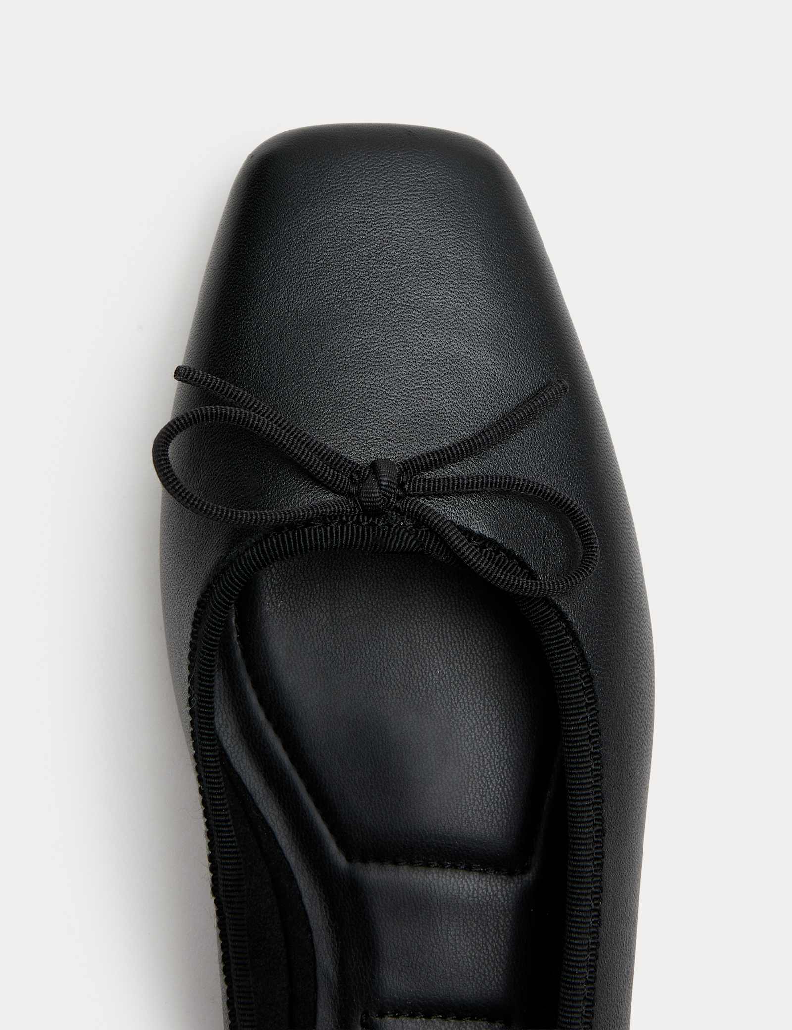 Leather Bow Square Toe Flat Ballet Pumps - image 4