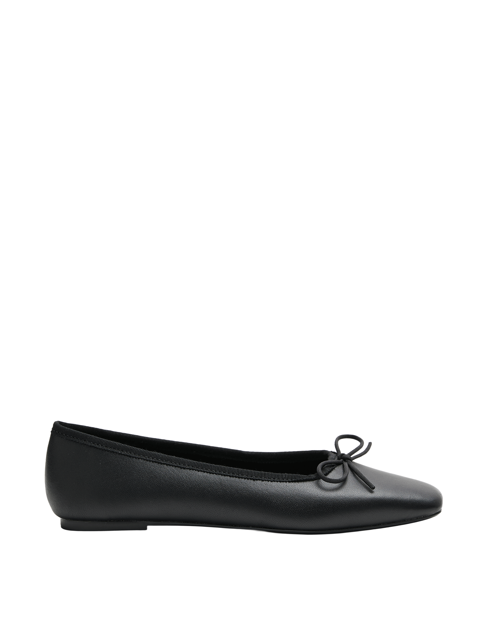 Leather Bow Square Toe Flat Ballet Pumps - image 3