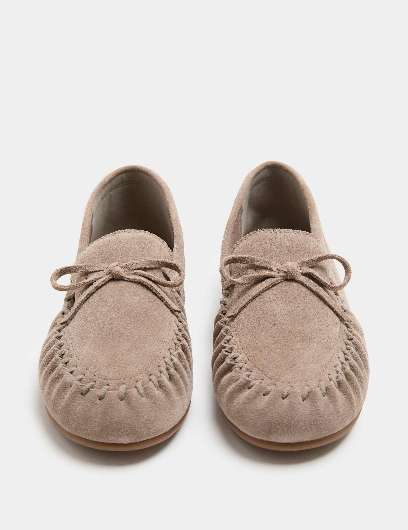 Suede Bow Flat Driver Shoes - image 3