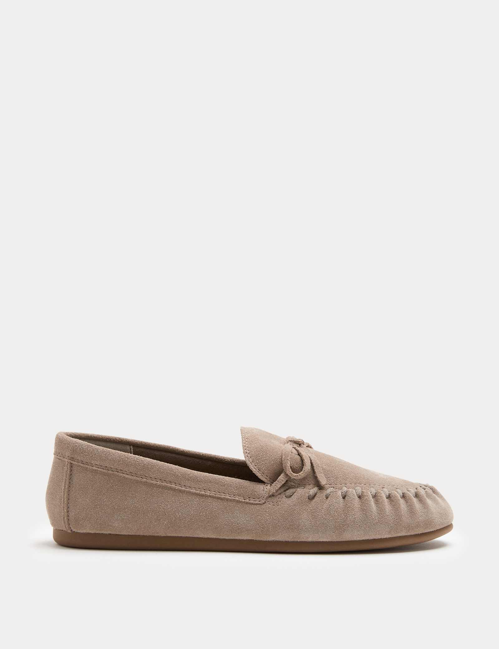 Suede Bow Flat Driver Shoes - image 1