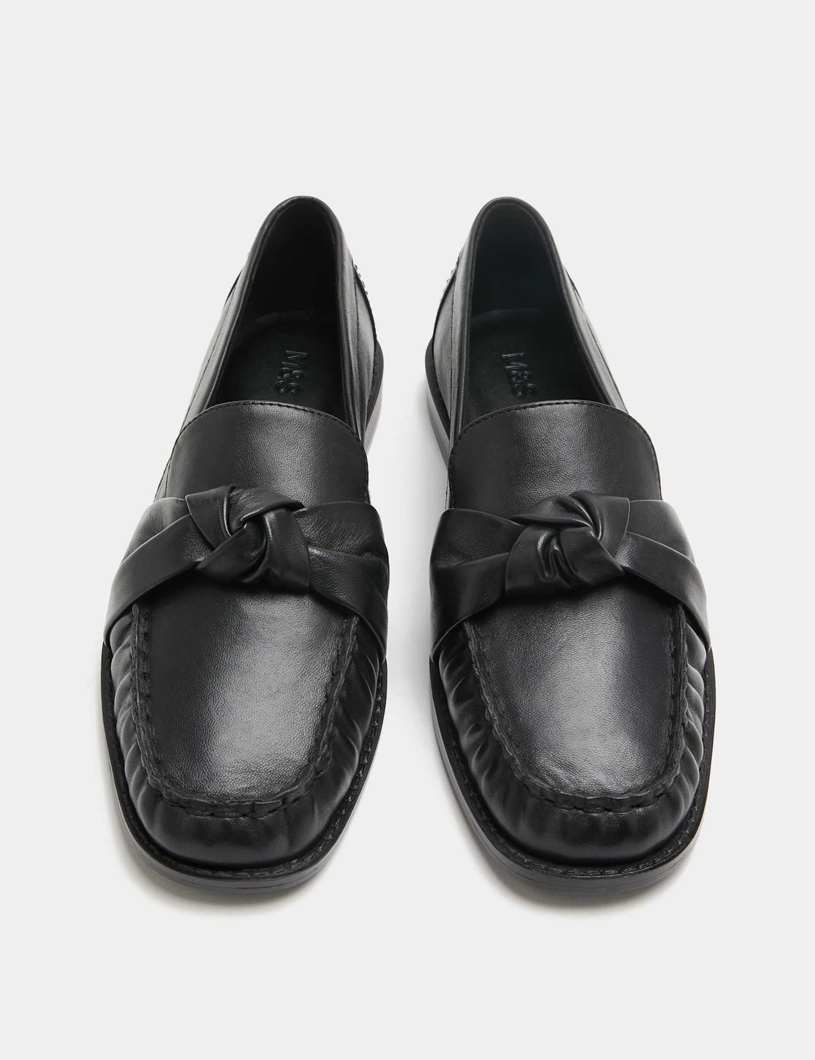 Leather Twist Bow Loafers - image 3