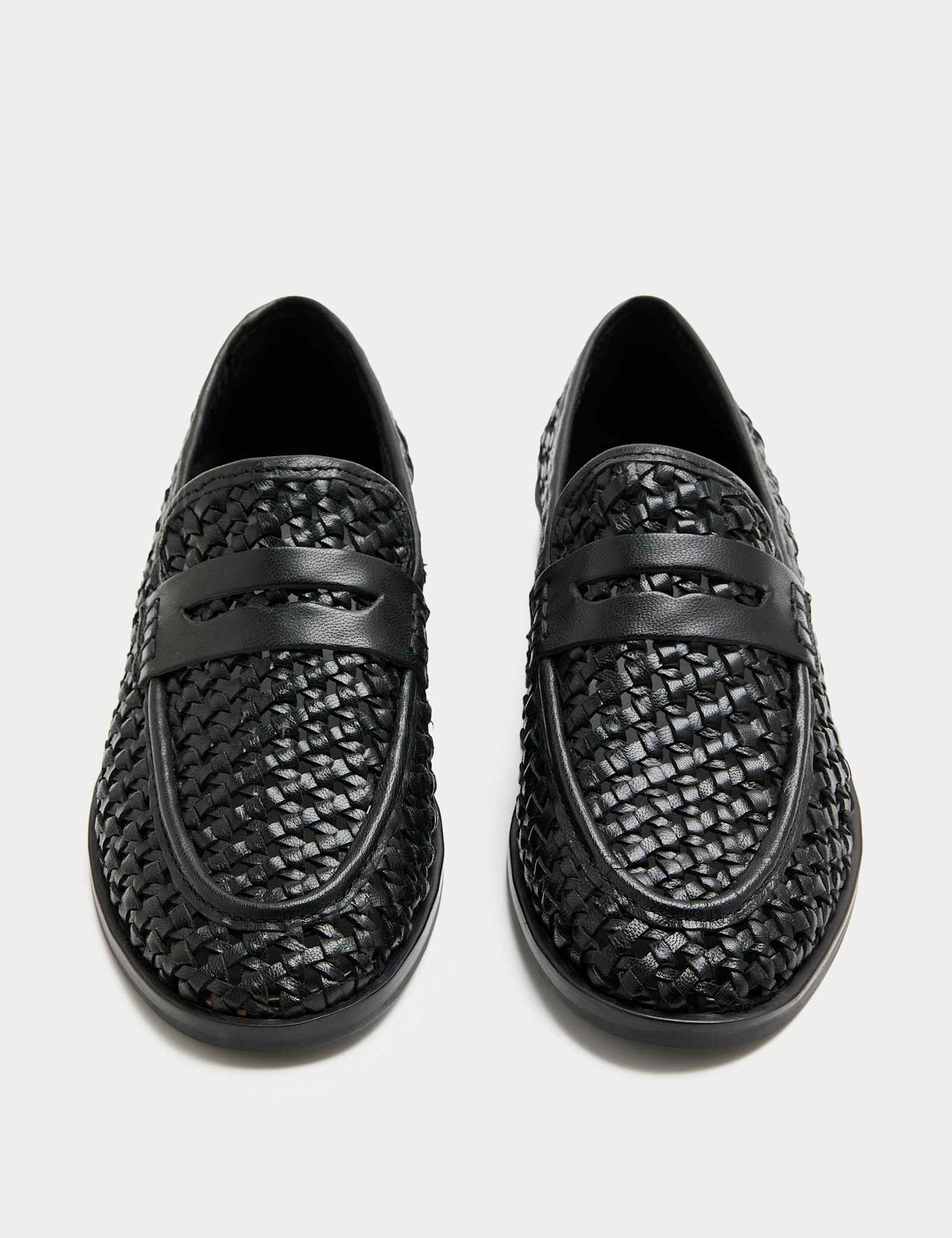 Leather Woven Flat Loafers - image 3