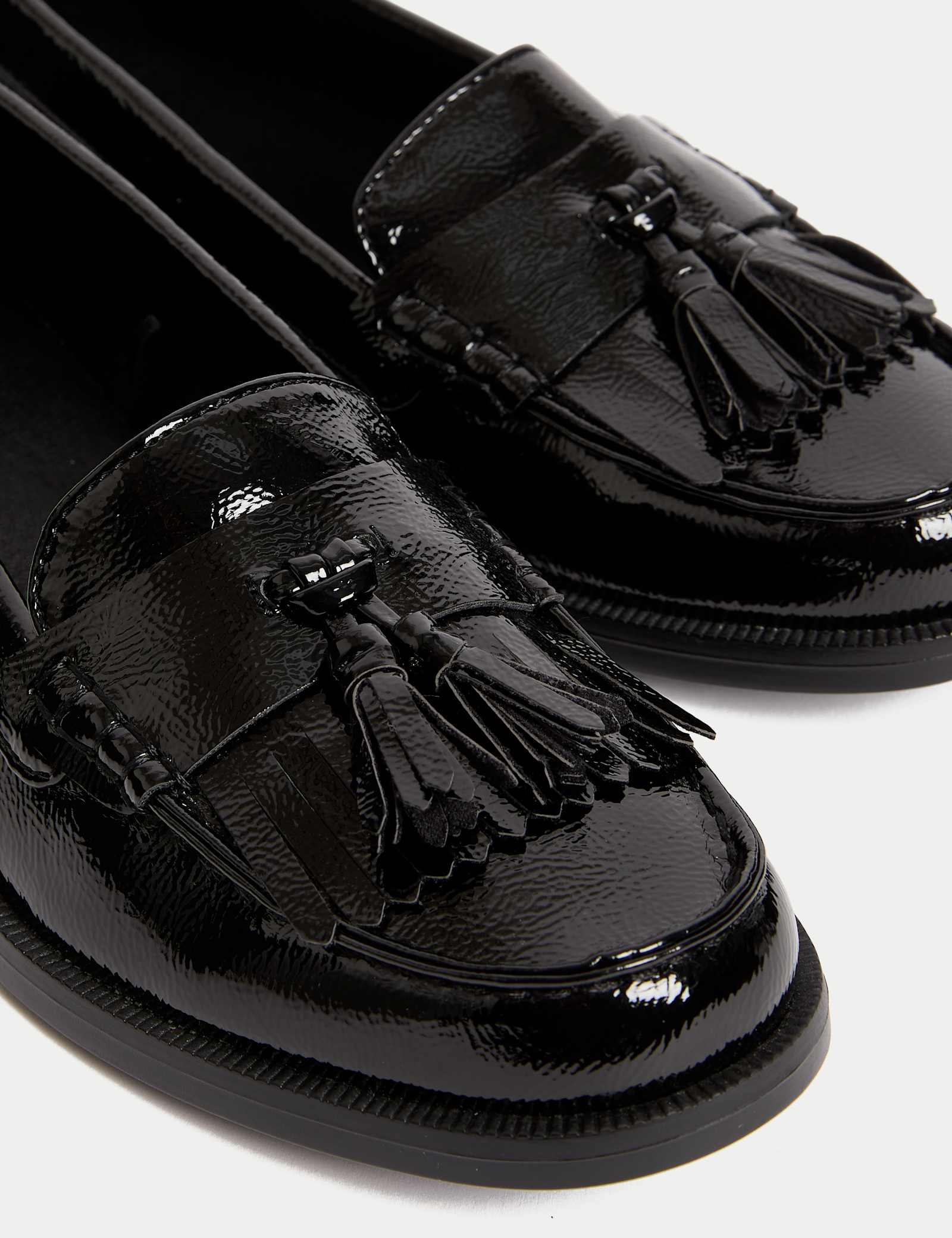 Patent Tassel Slip On Flat Loafers - image 3