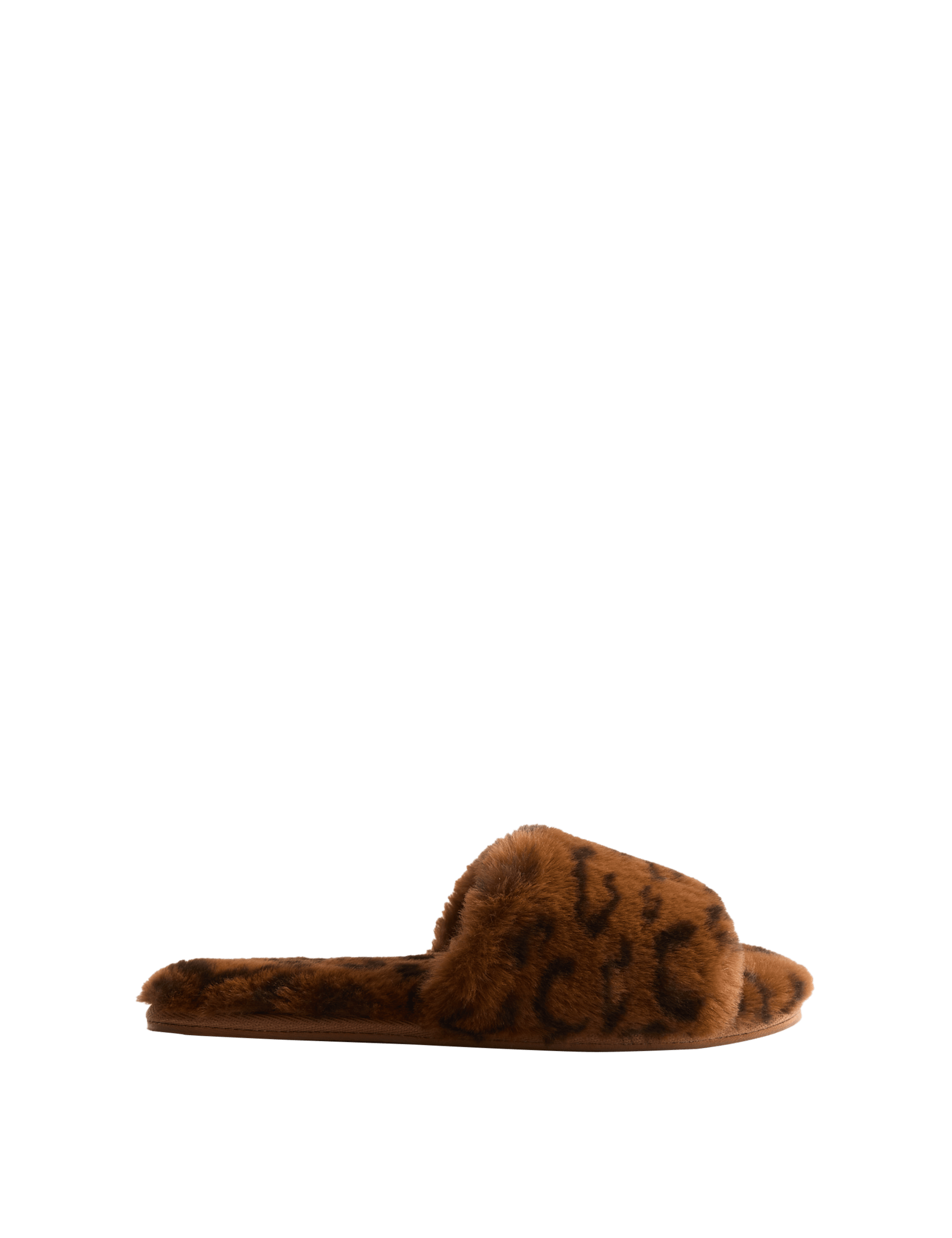 Faux Fur Leopard Print Open Toe Mule Slippers - image 2