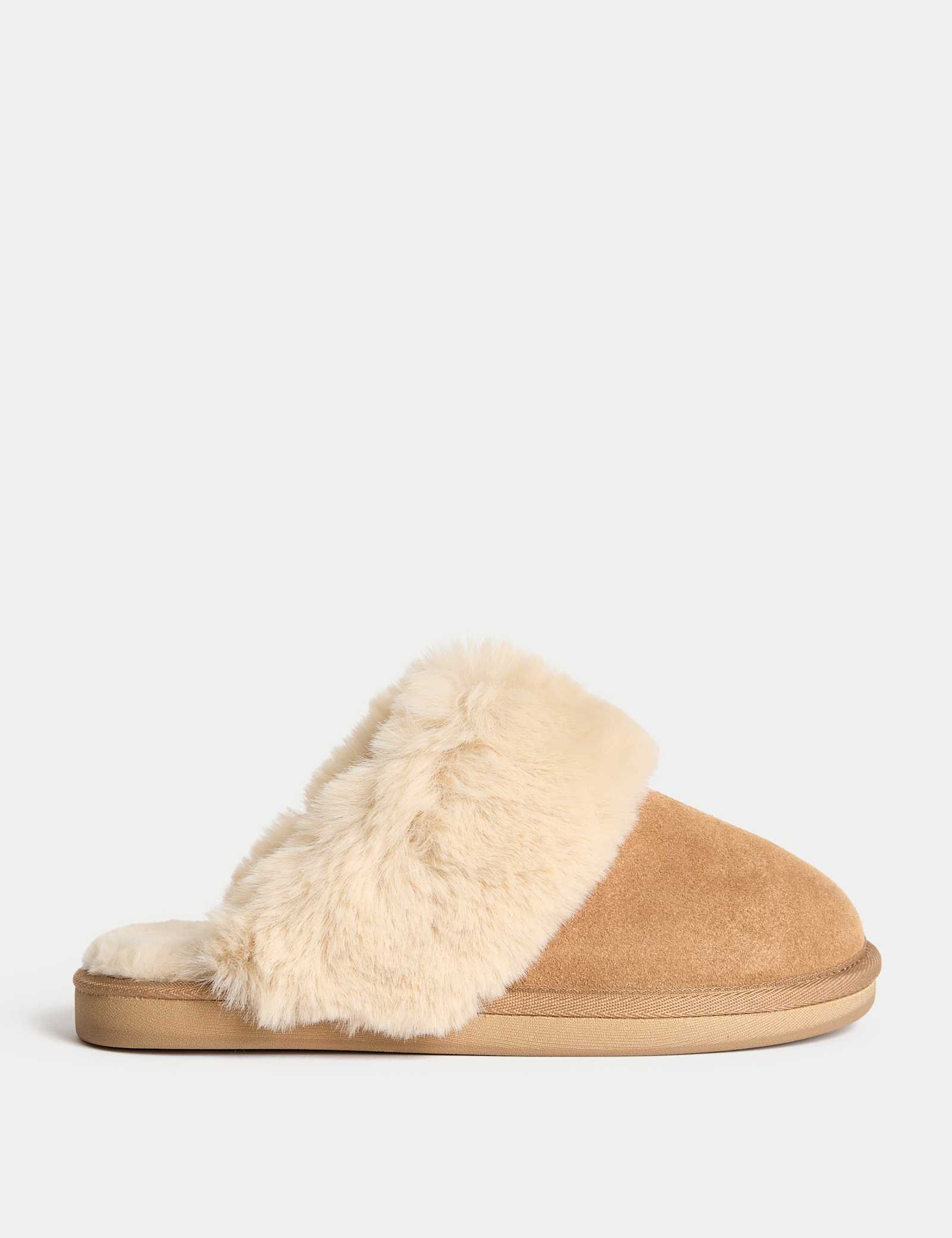 Suede Faux Fur Trim Mule Slippers - image 3