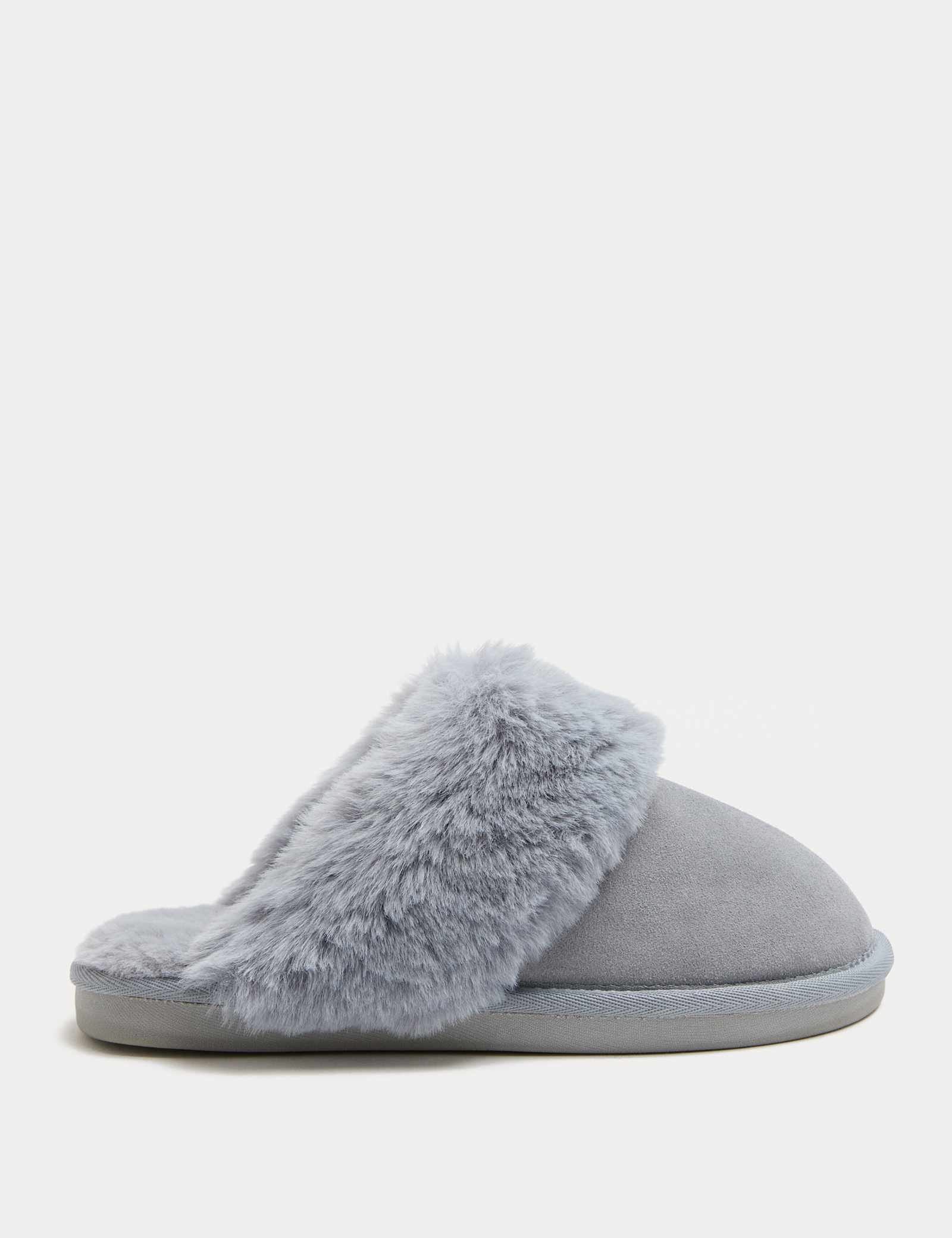 Suede Faux Fur Trim Mule Slippers - image 5