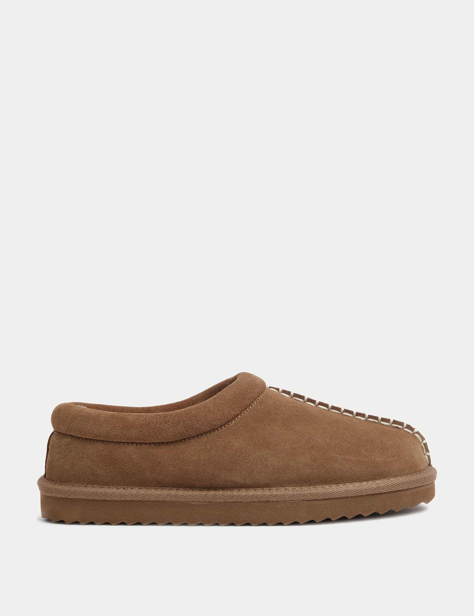 Suede Faux Fur Lined Mule Clog Slippers - image 3