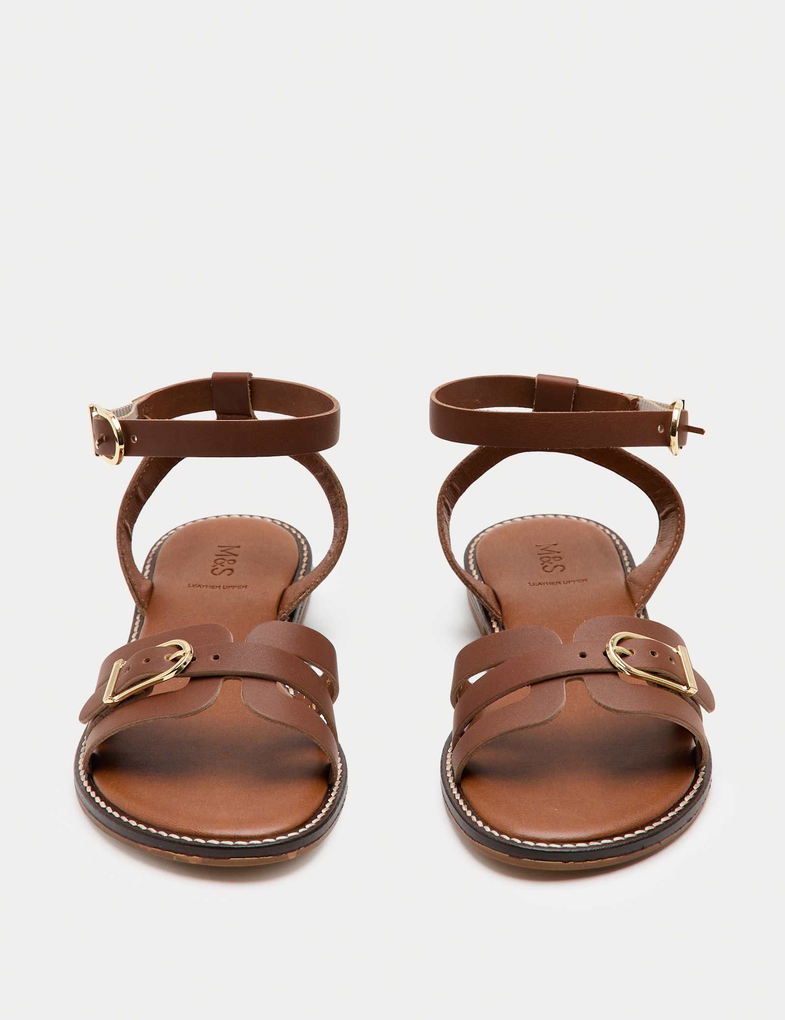 Leather Buckle Ankle Strap Sandals - image 3