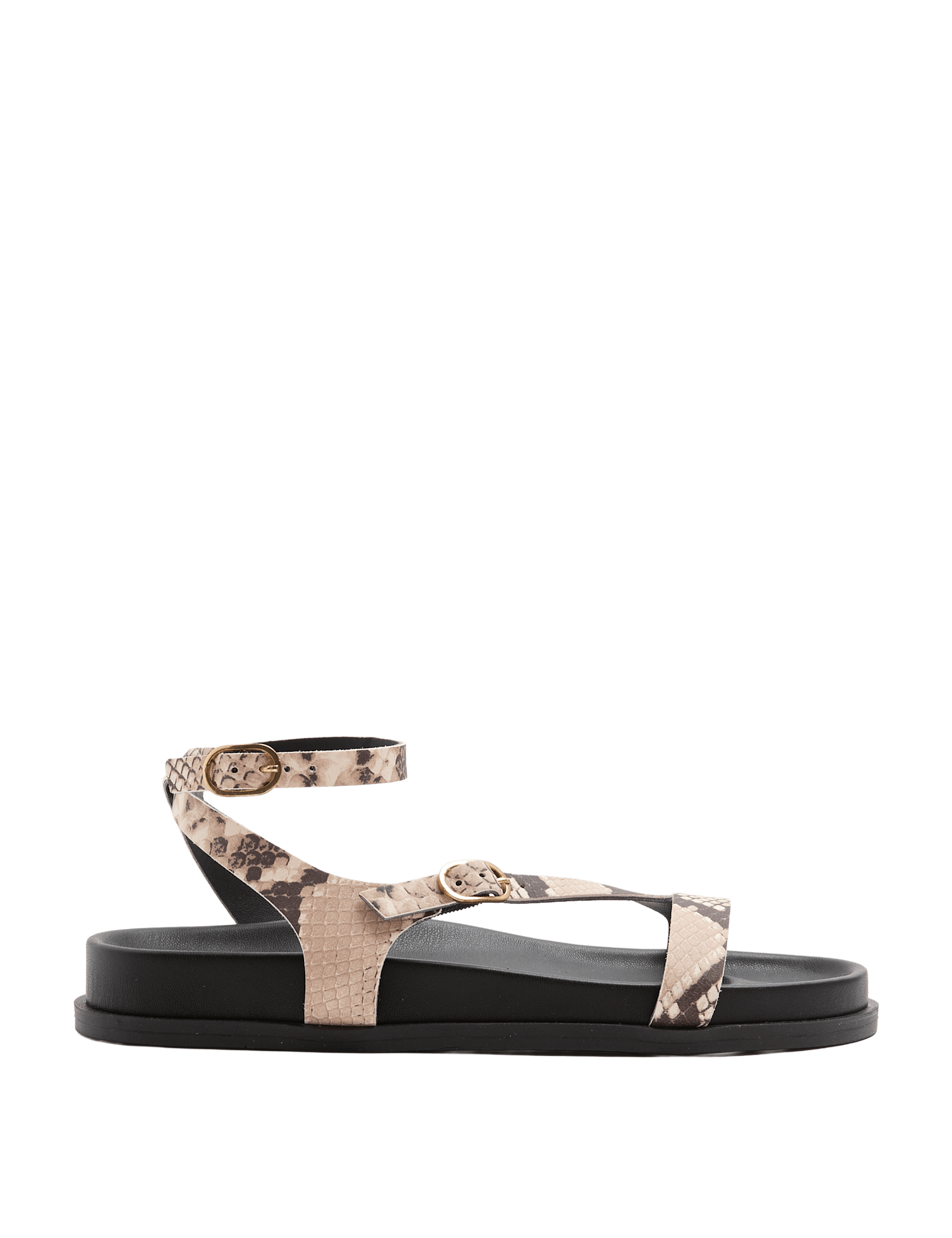 Leather Buckle Ankle Strap Flat Sandals - image 3