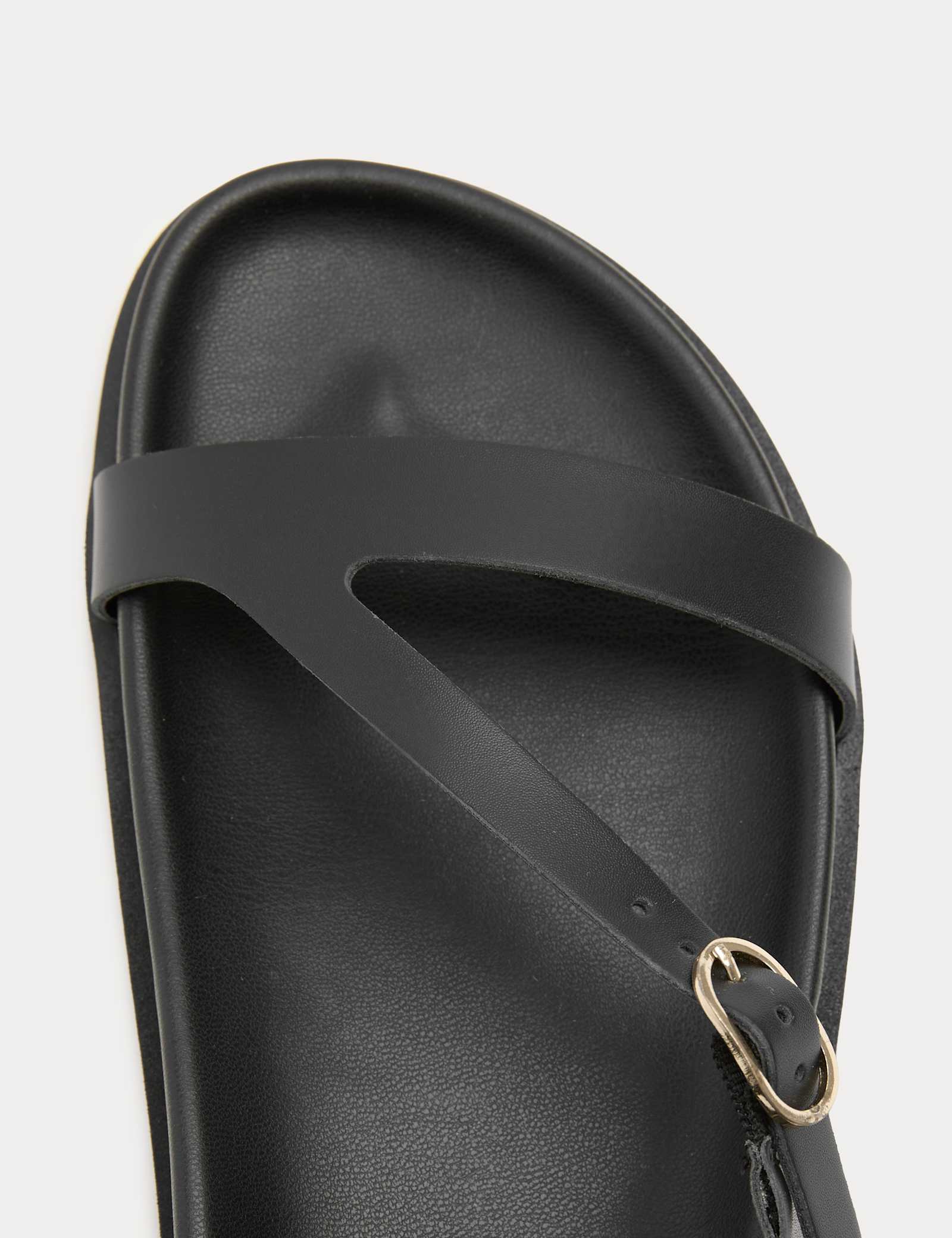Leather Buckle Ankle Strap Flat Sandals - image 4