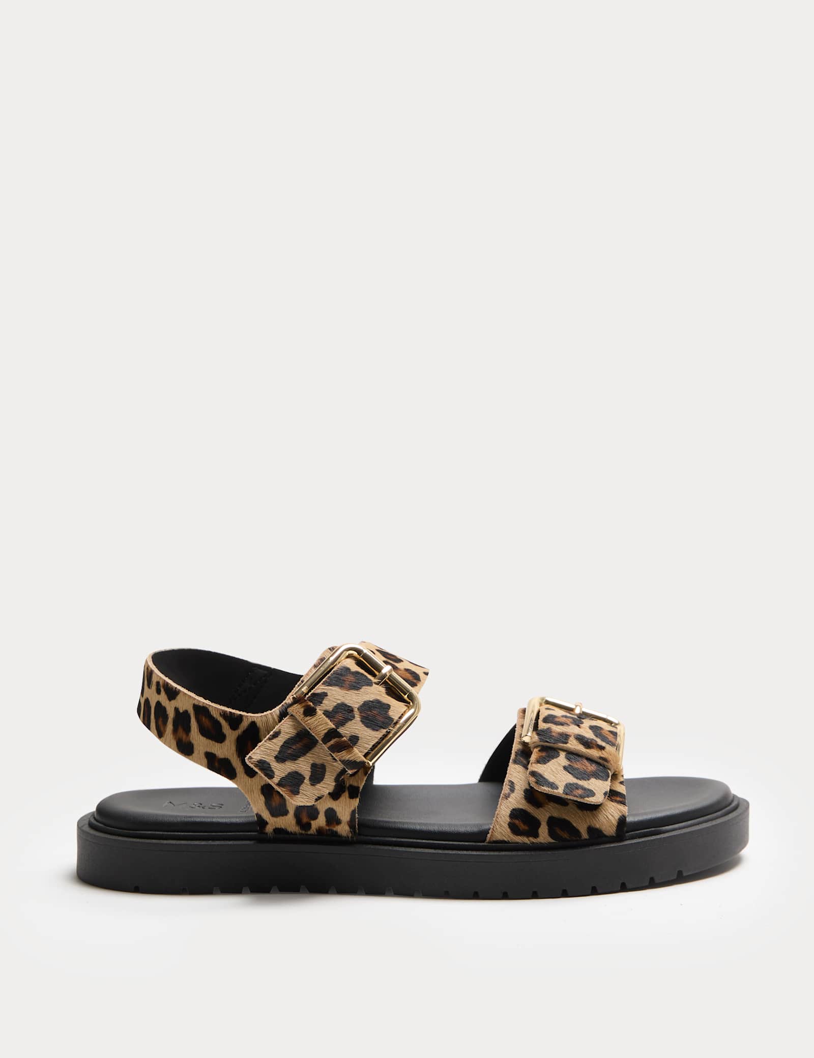 Leather Leopard Print Flatform Sandals - image 1