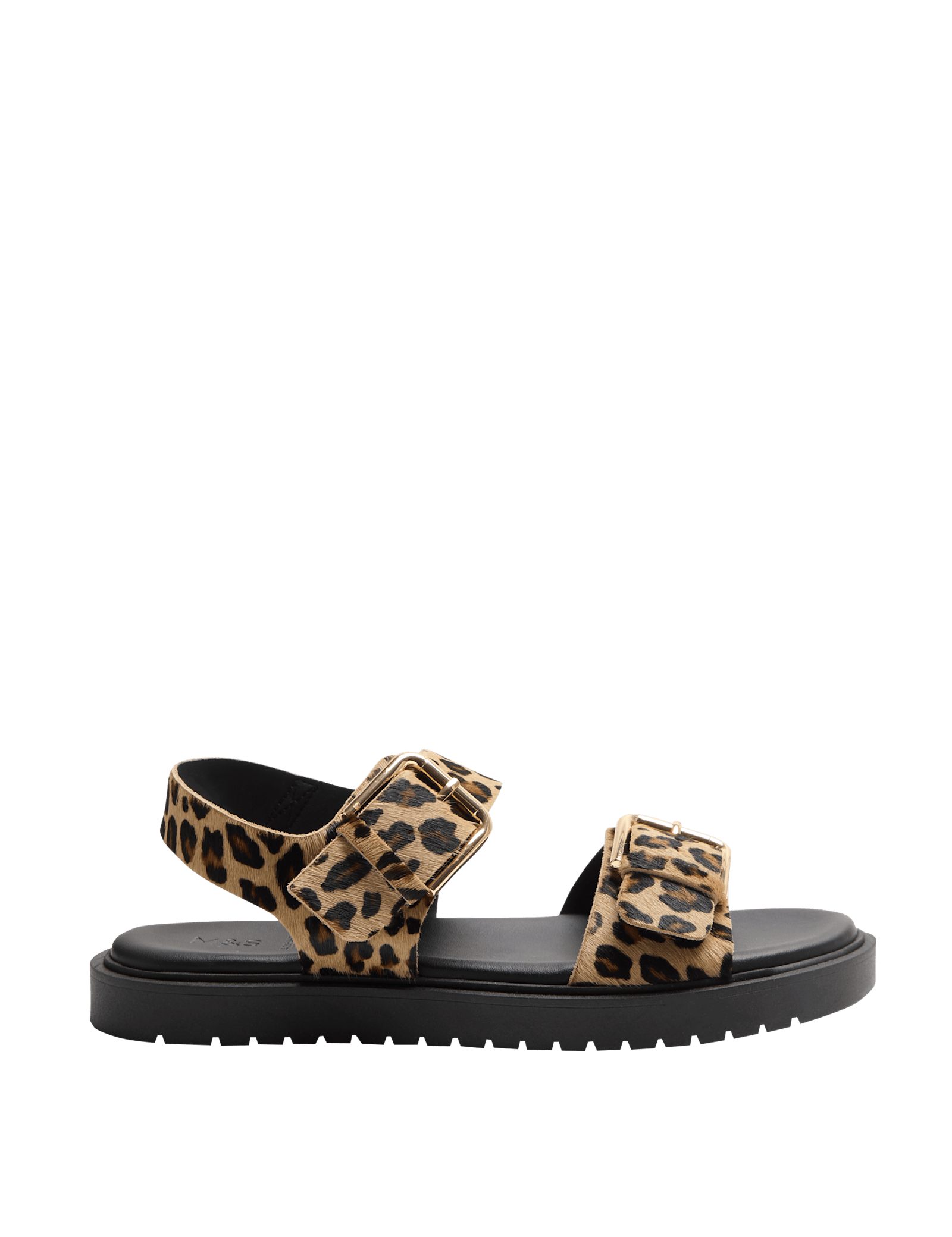 Leather Leopard Print Flatform Sandals - image 3