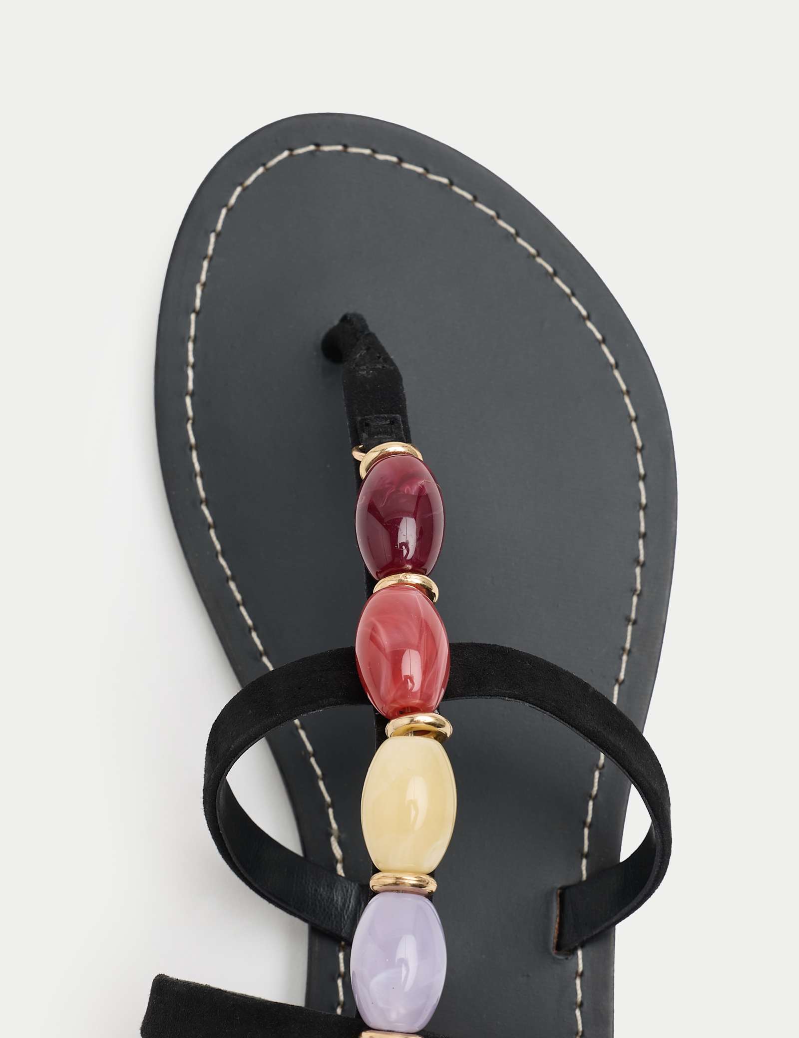 Suede Beaded Ankle Strap Gladiator Sandals - image 2
