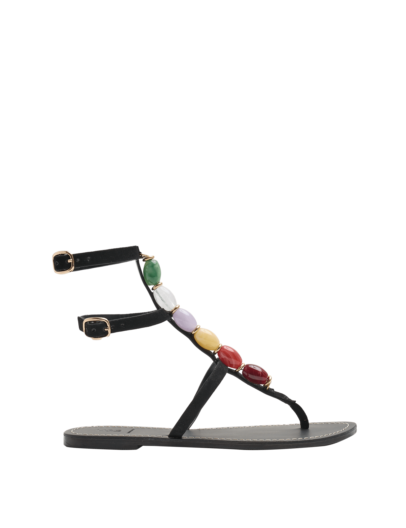 Suede Beaded Ankle Strap Gladiator Sandals - image 3