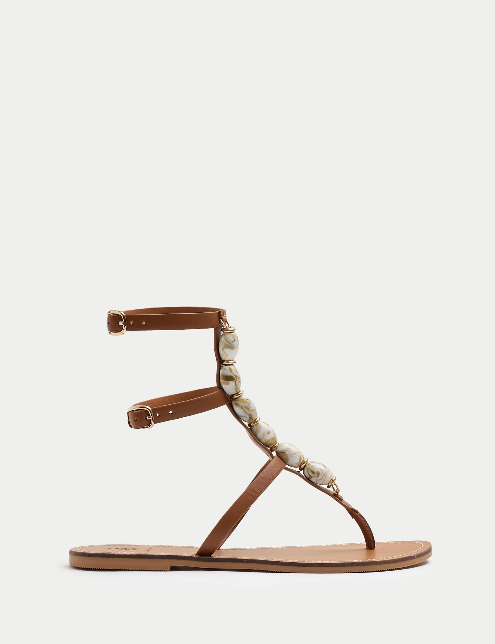 Leather Beaded Gladiator Sandals - image 1