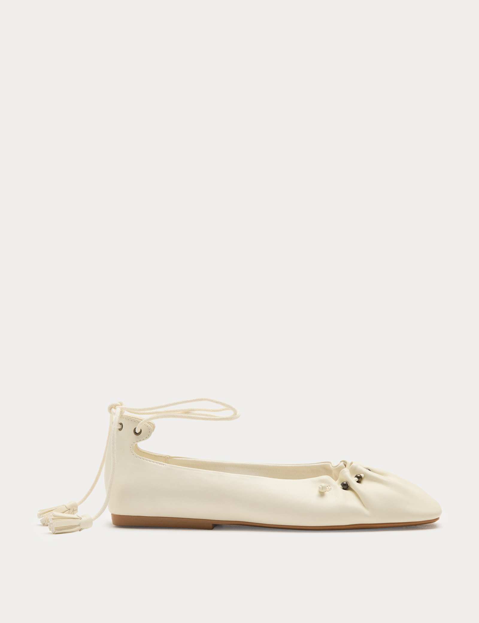 Ankle Tie Up Bead Detail Flat Ballet Pumps - image 3