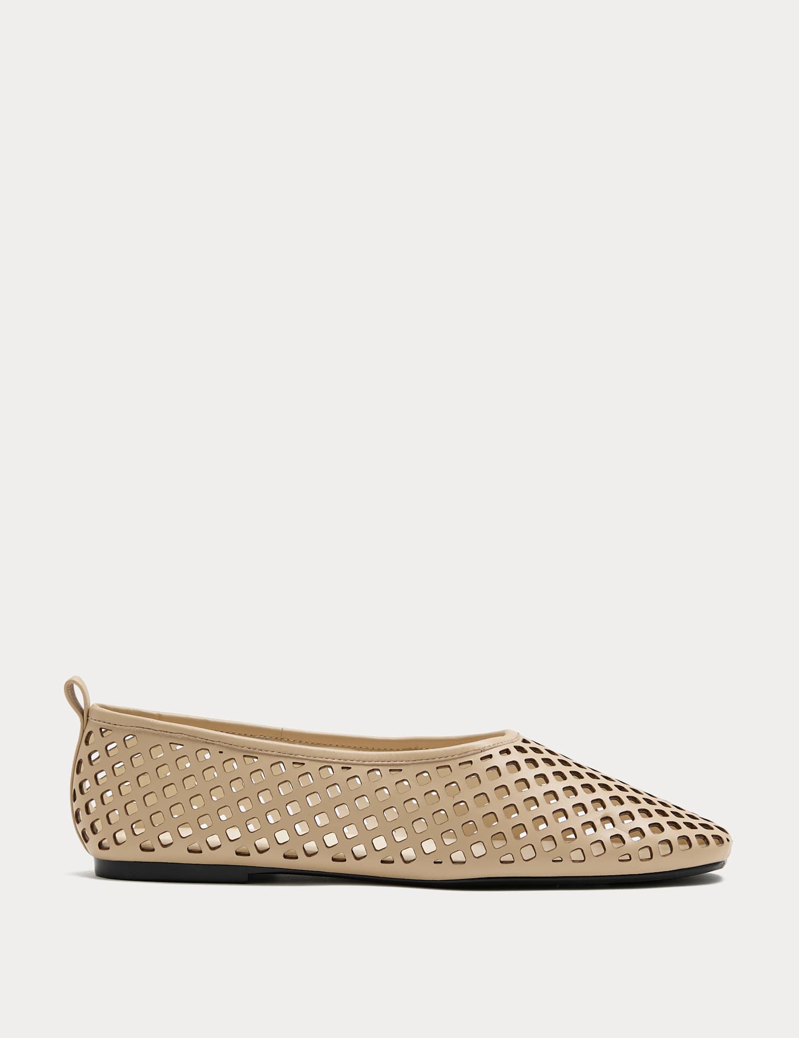 Leather Laser Cut Flat Ballet Pumps - image 2