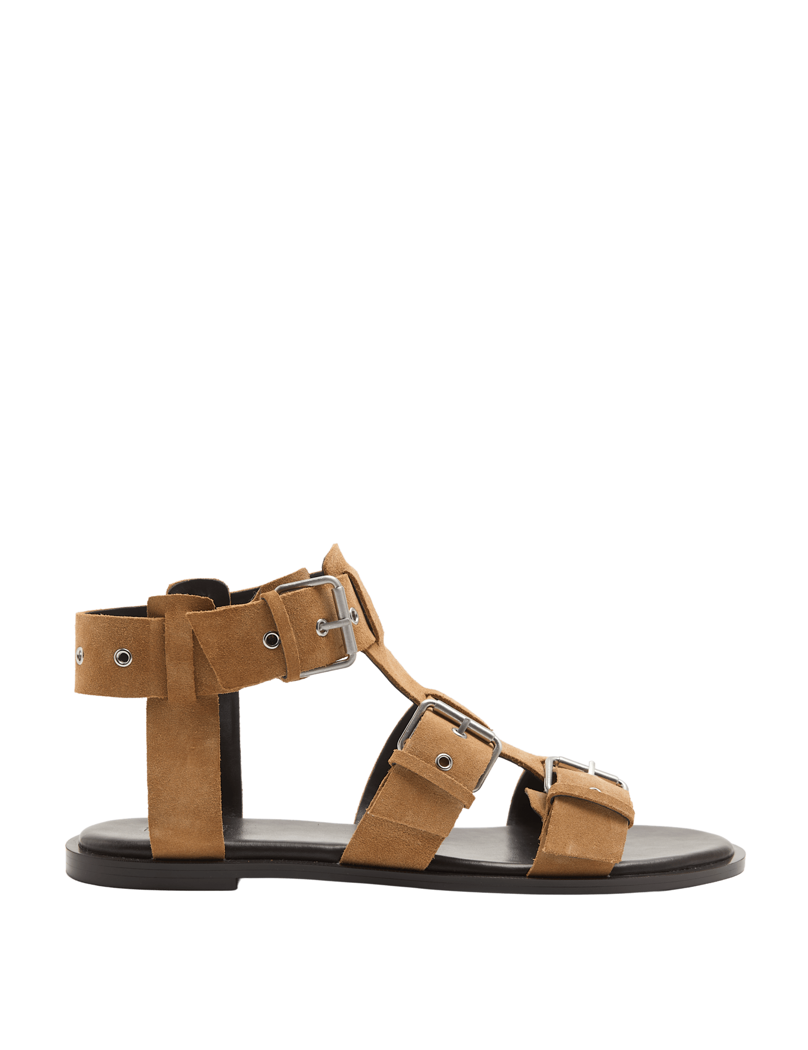 Suede Eylet Detail Flat Gladiator Sandals - image 3