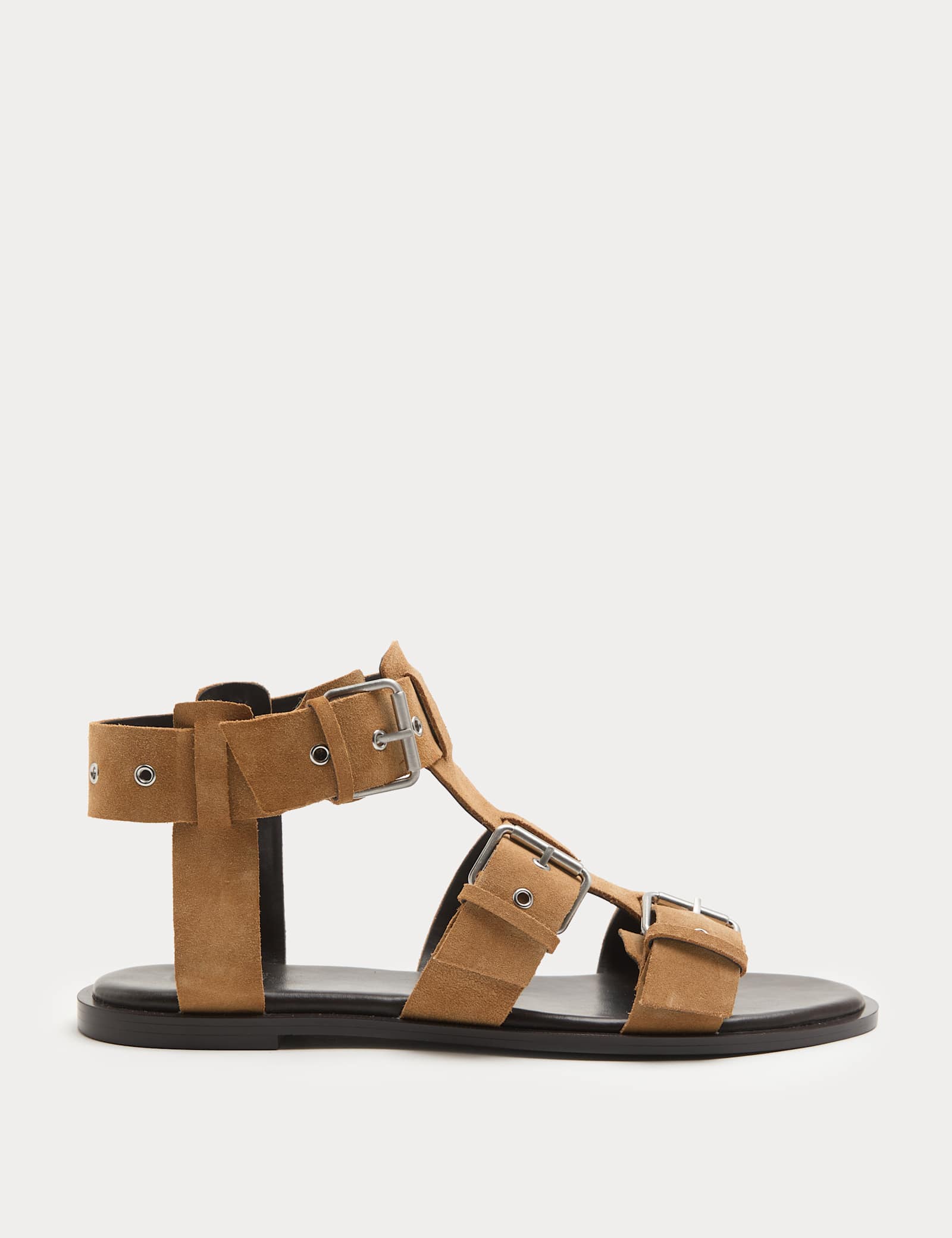 Suede Eylet Detail Flat Gladiator Sandals - image 1