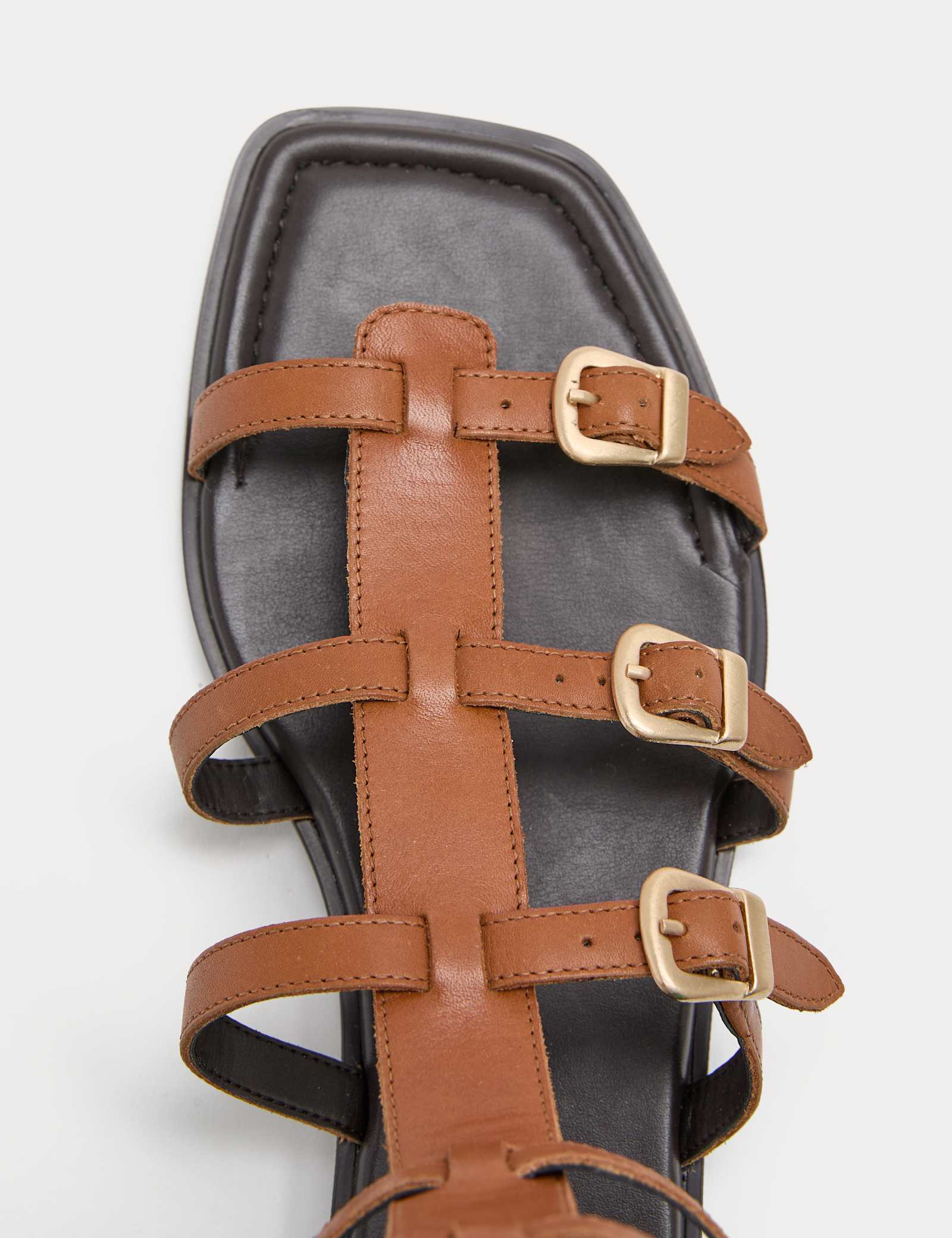 Leather Calf Flat Gladiator Sandals - image 4