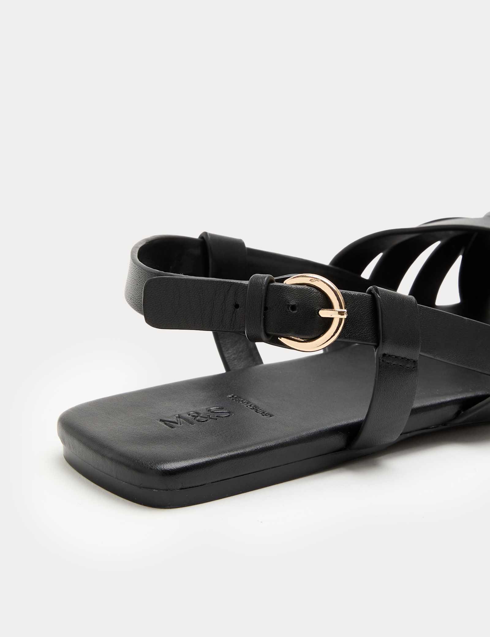Leather Woven Flat Slingback Sandals - image 5