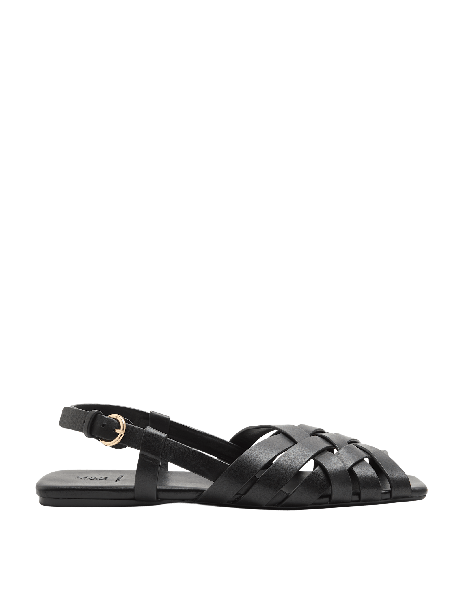 Leather Woven Flat Slingback Sandals - image 4