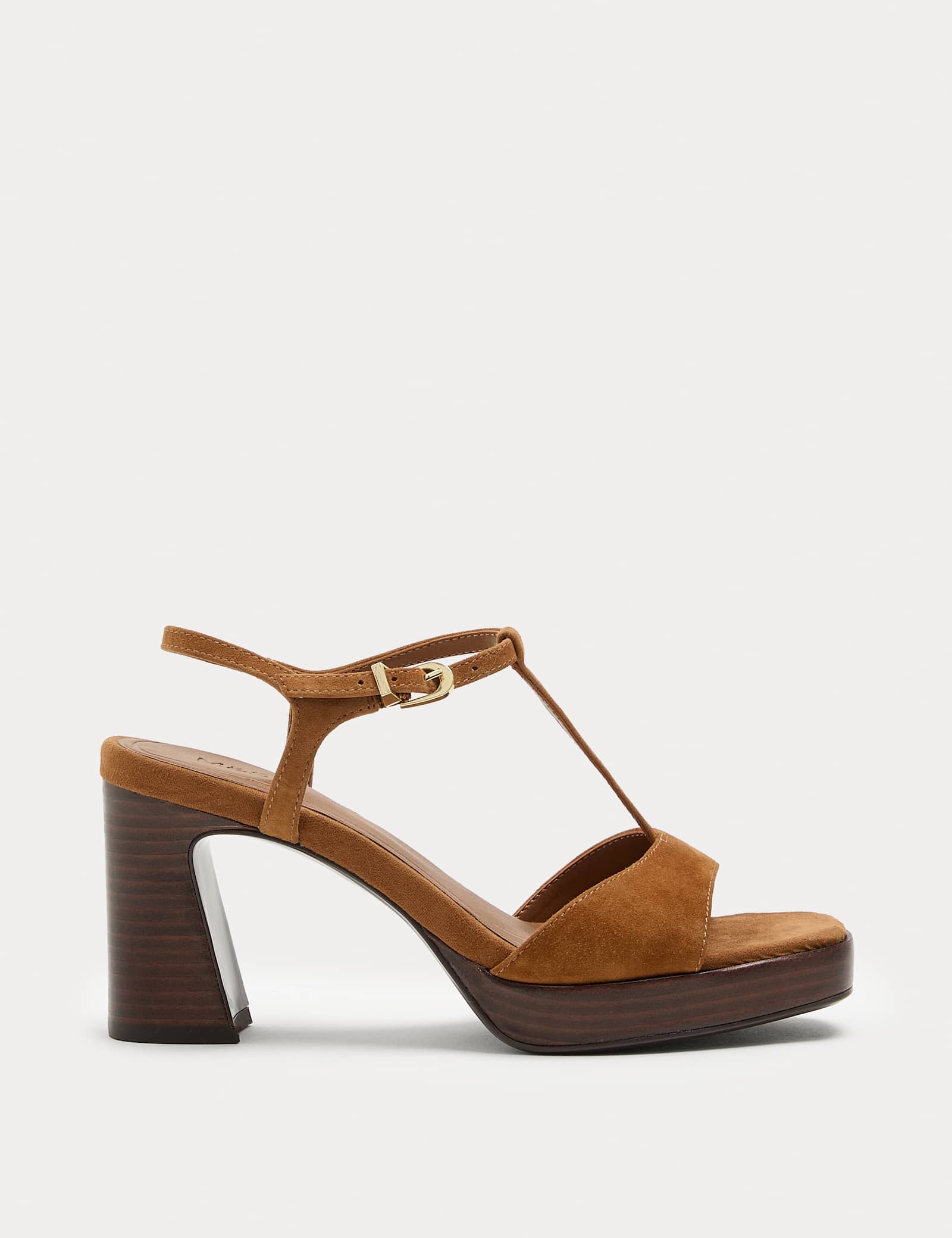 Suede T-Bar Platform Heel Sandals - image 1