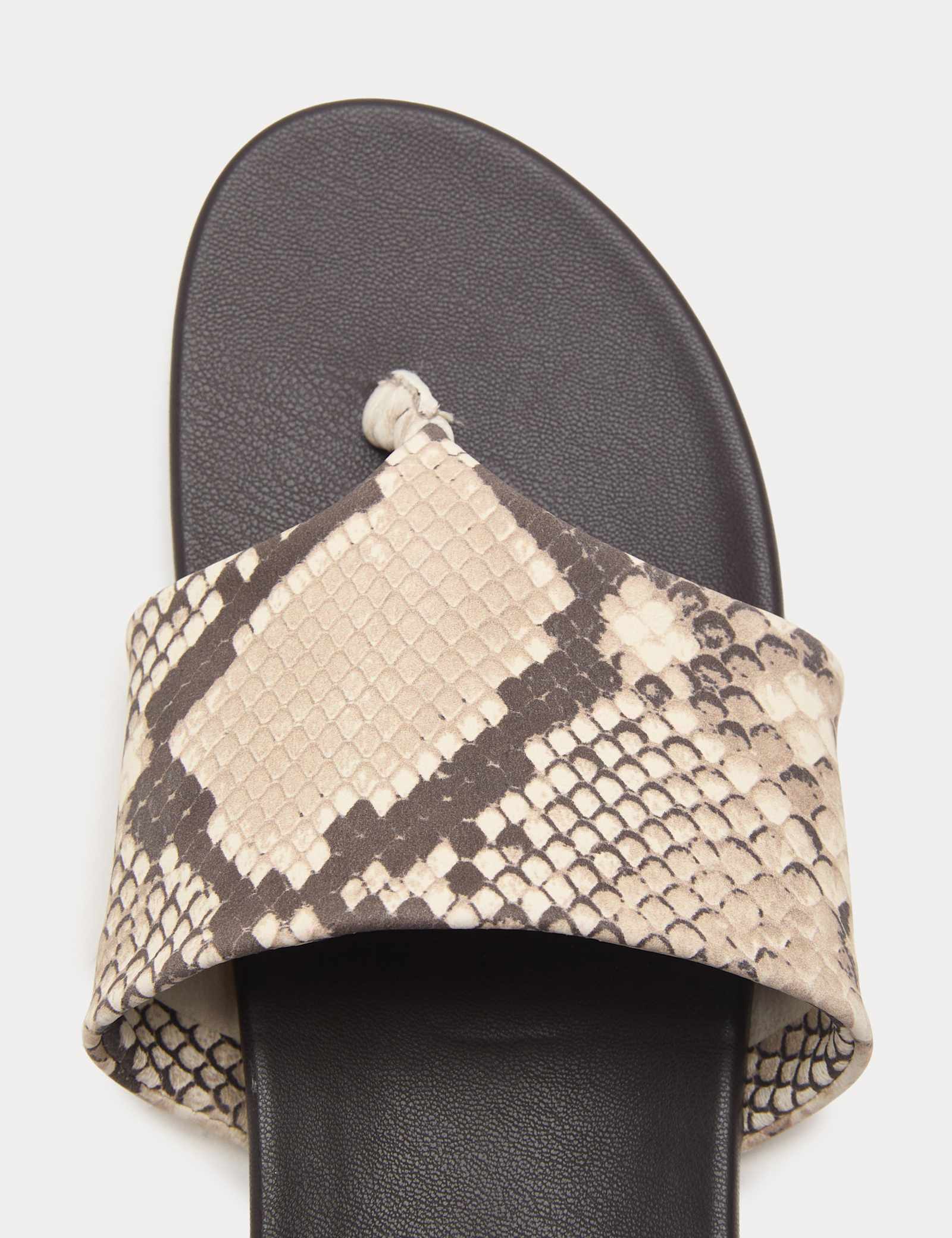 Leather Snake Print Toe Post Mules - image 4