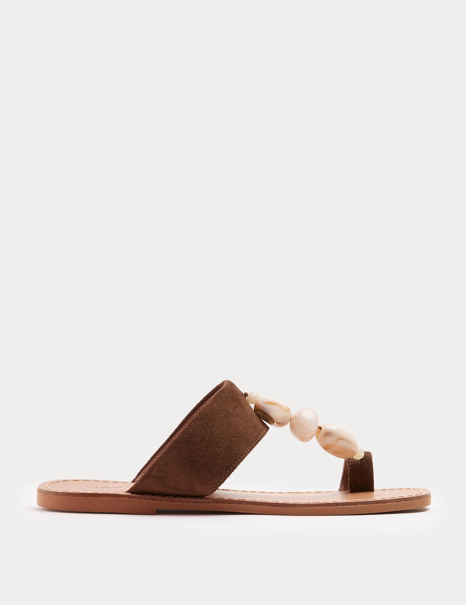 Suede Beaded Toe Post Mules - image 1