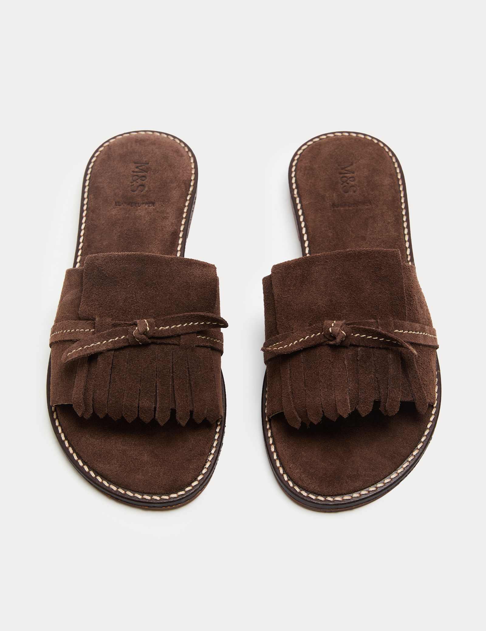 Suede Fringed Flat Mules - image 4