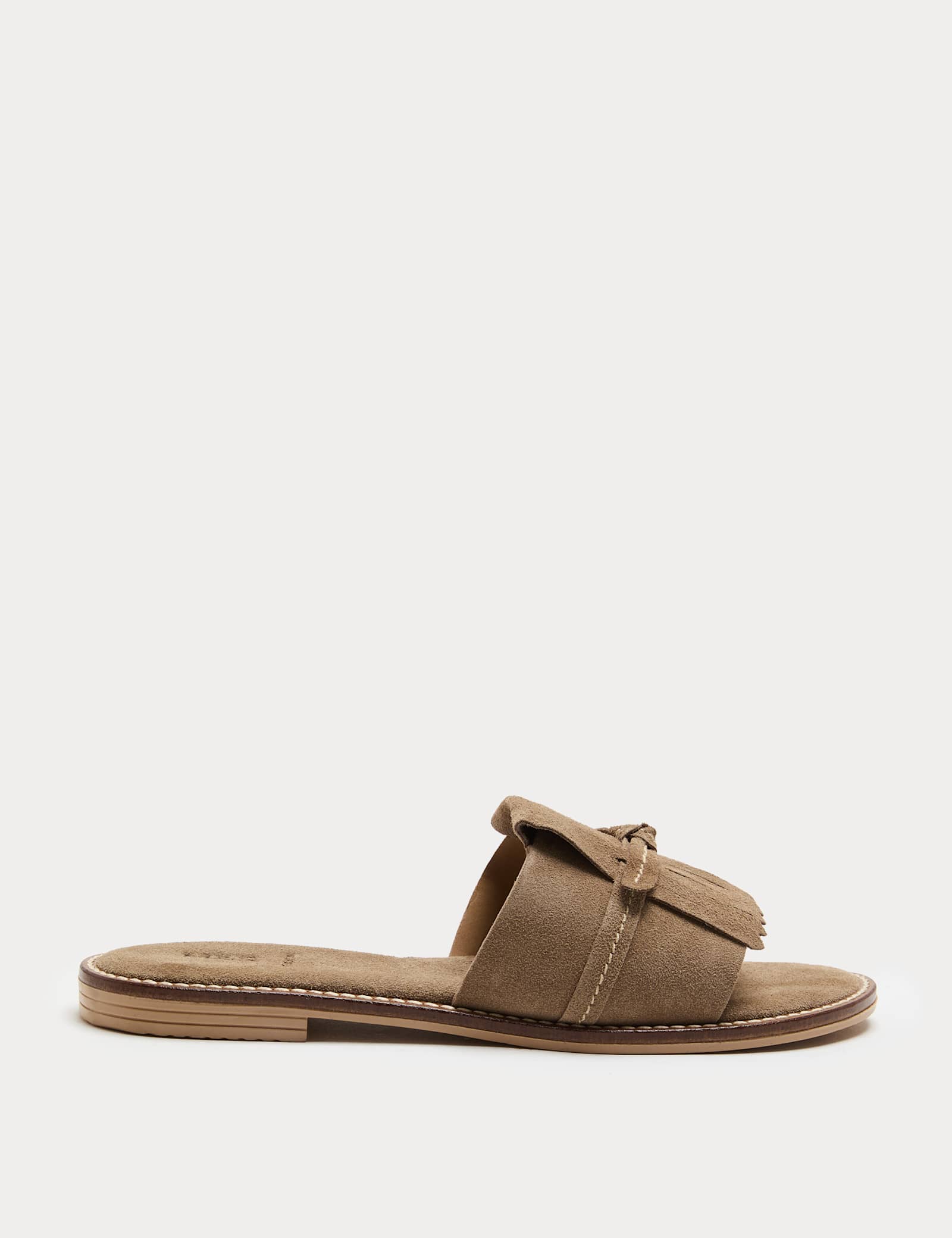 Suede Fringed Flat Mules - image 1
