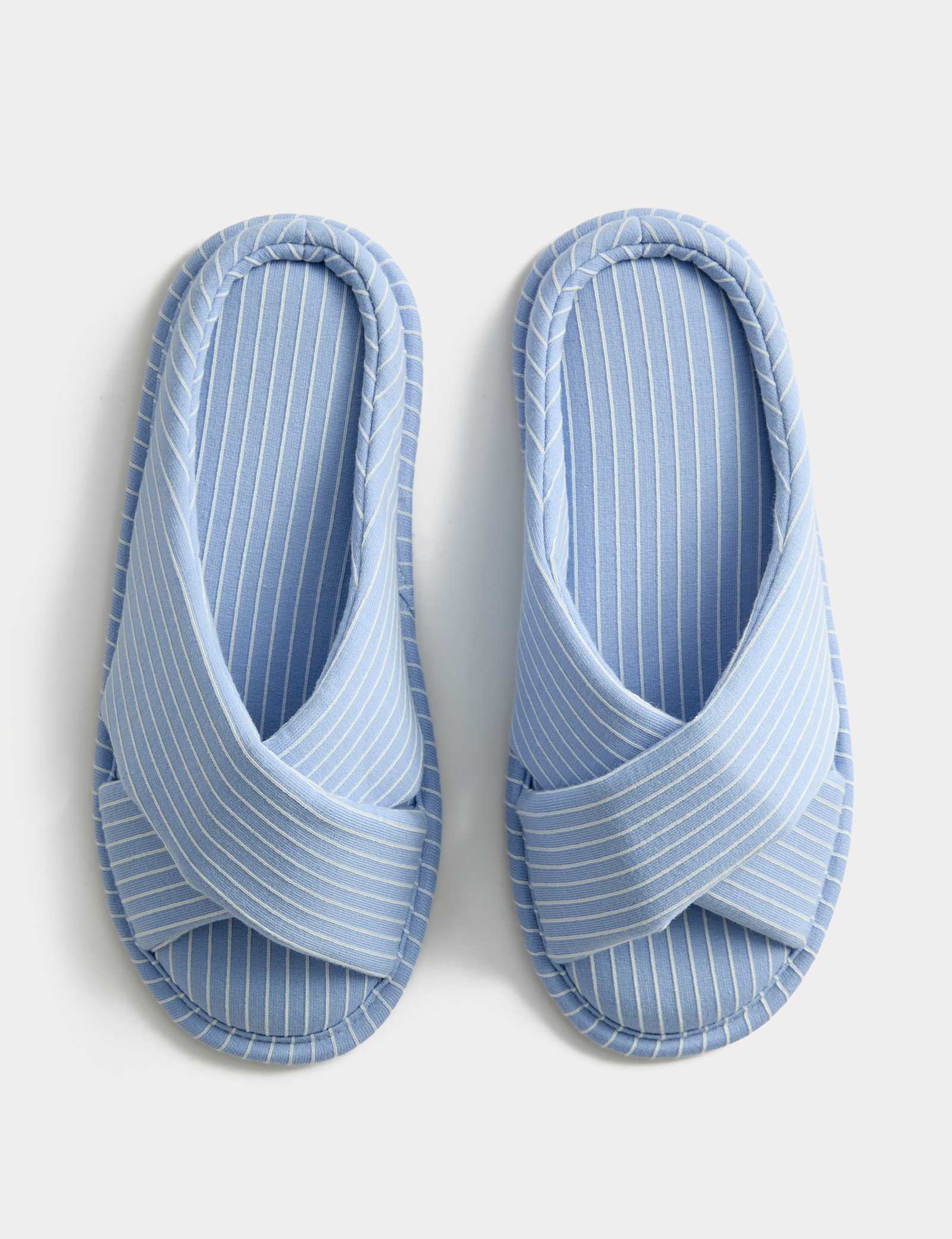 Striped Crossover Strap Open Toe Slippers - image 4