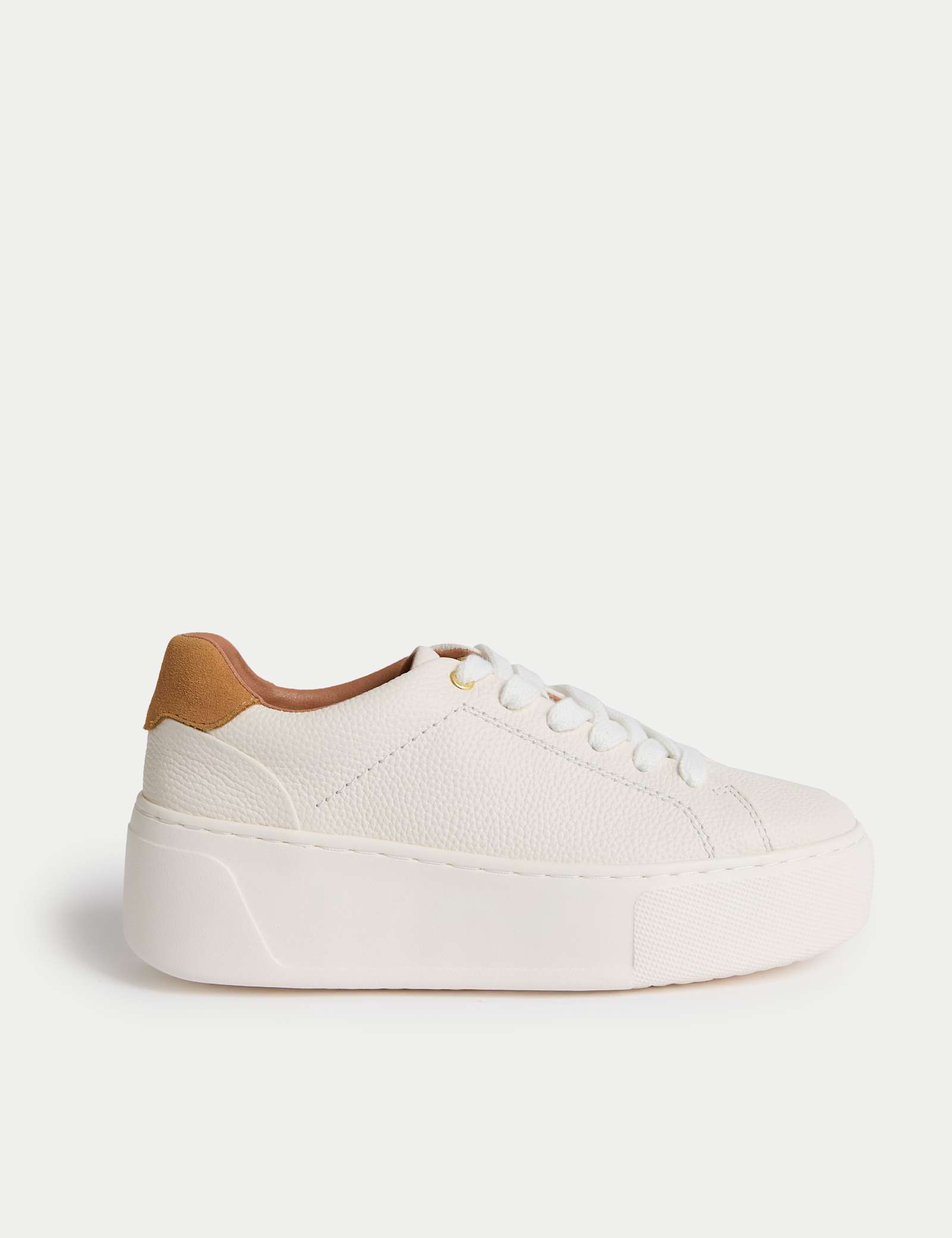 Leather Lace Up Platform Trainers with Freshfeet - image 2